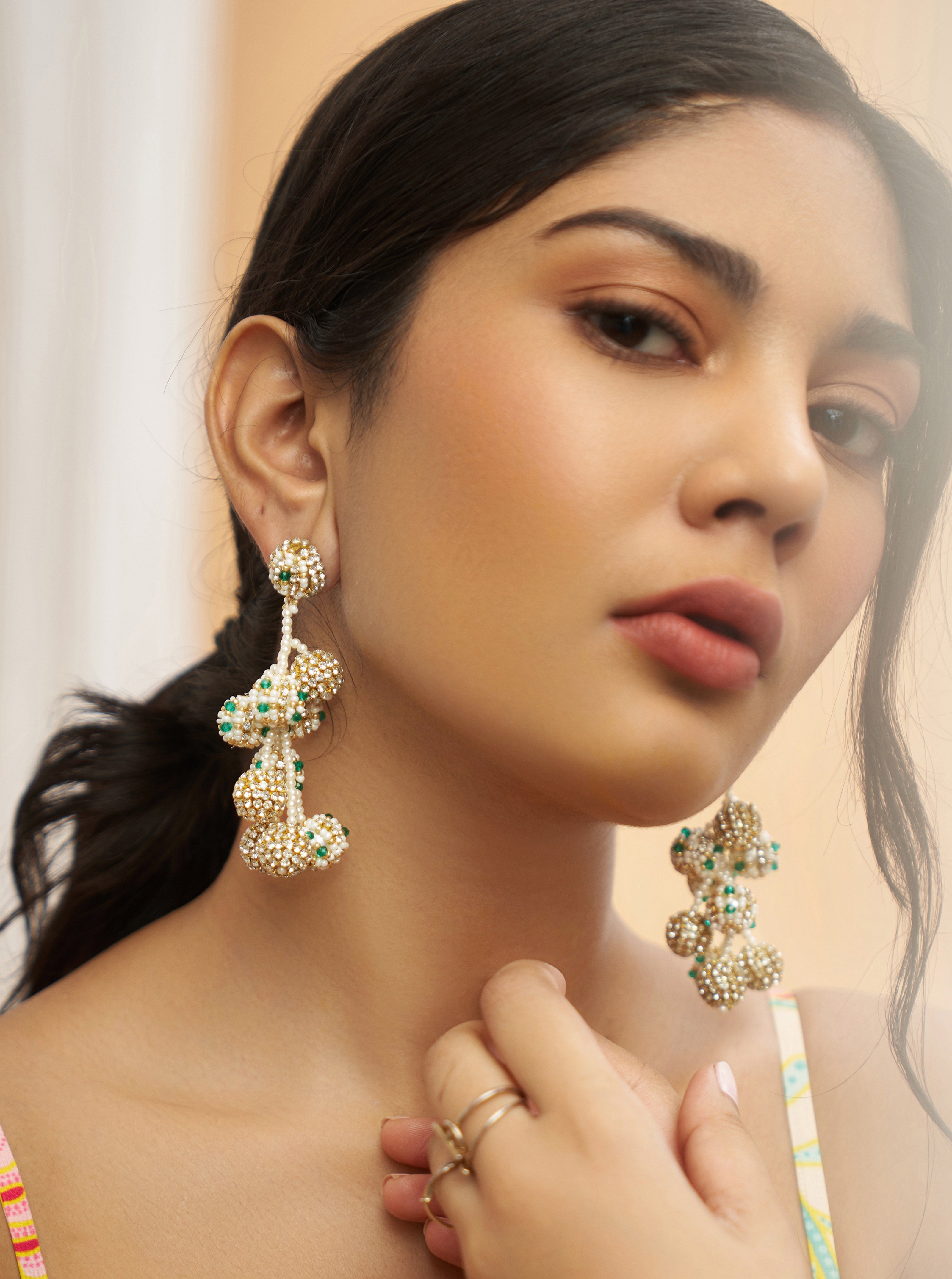 Diamond Peral Cluster Earrings