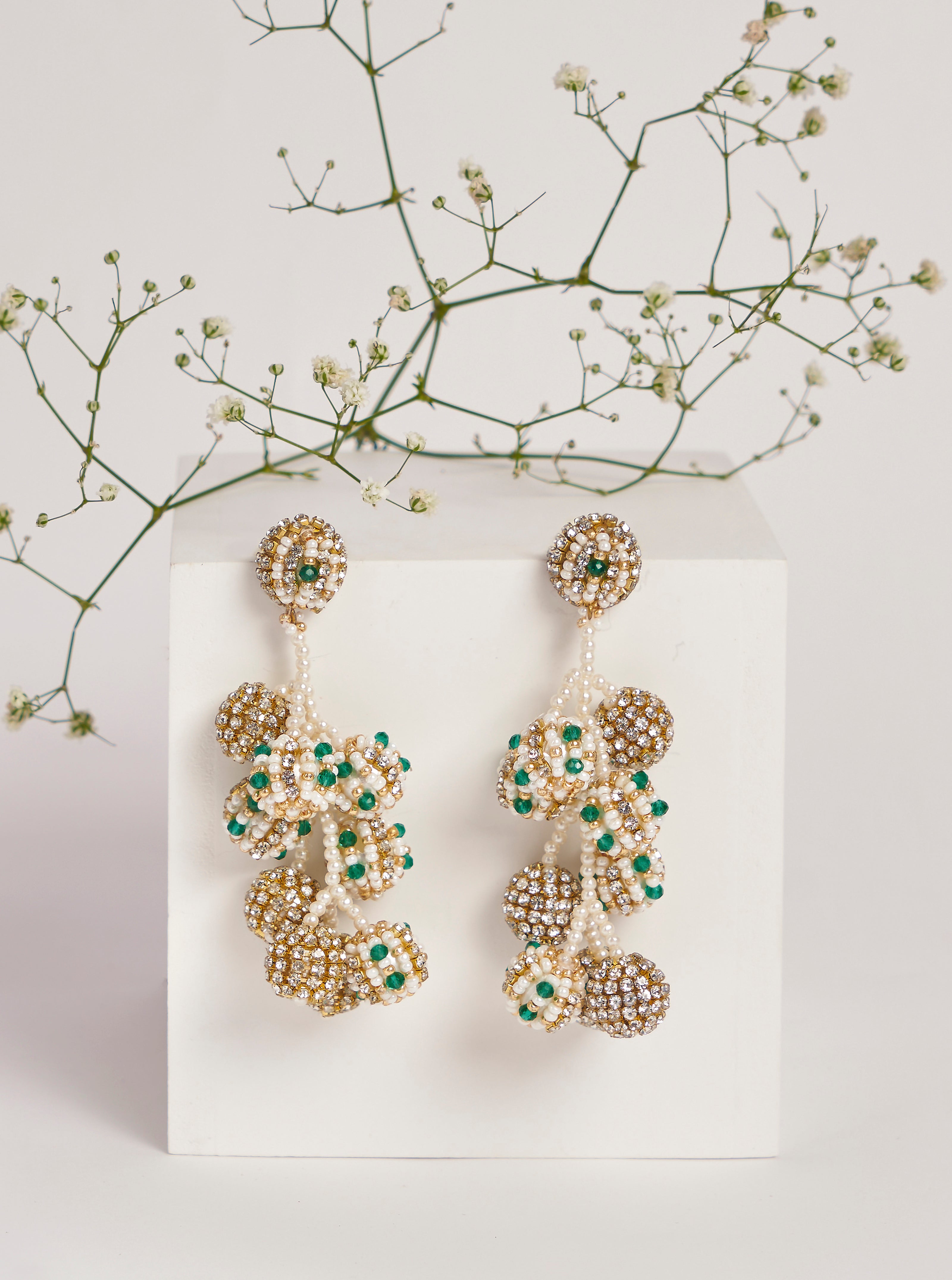 Diamond Peral Cluster Earrings