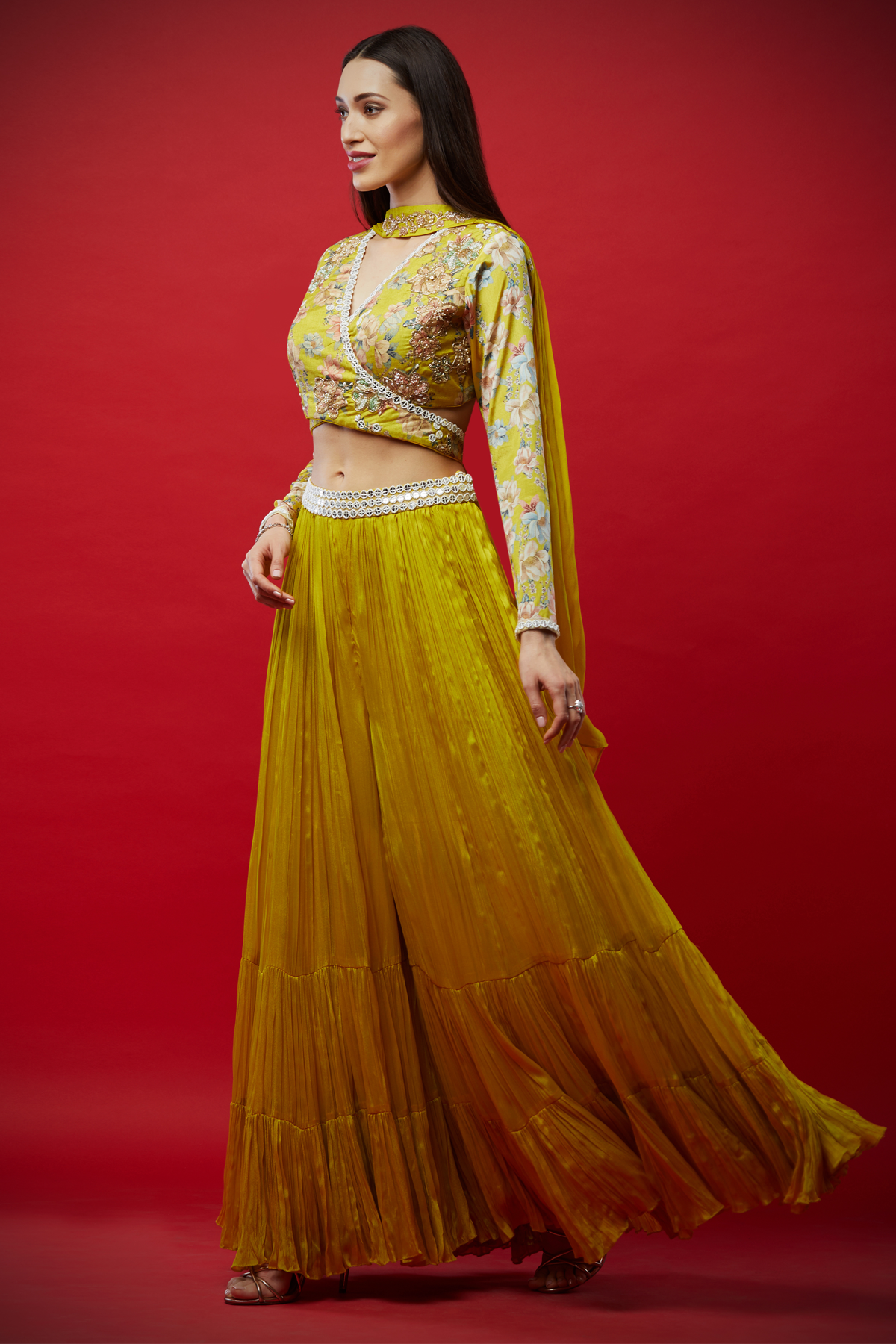 Lemon Overlap Lehenga Set
