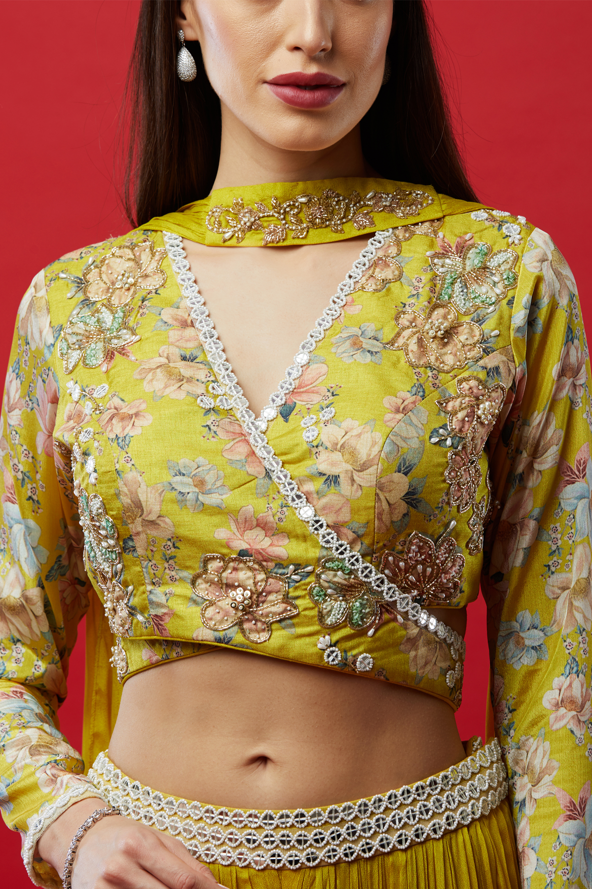 Lemon Overlap Lehenga Set