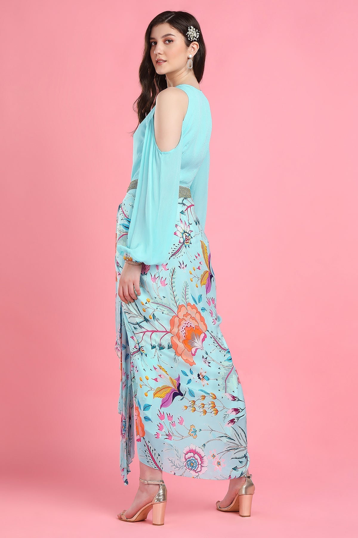 Aqua Drape Skirt Set