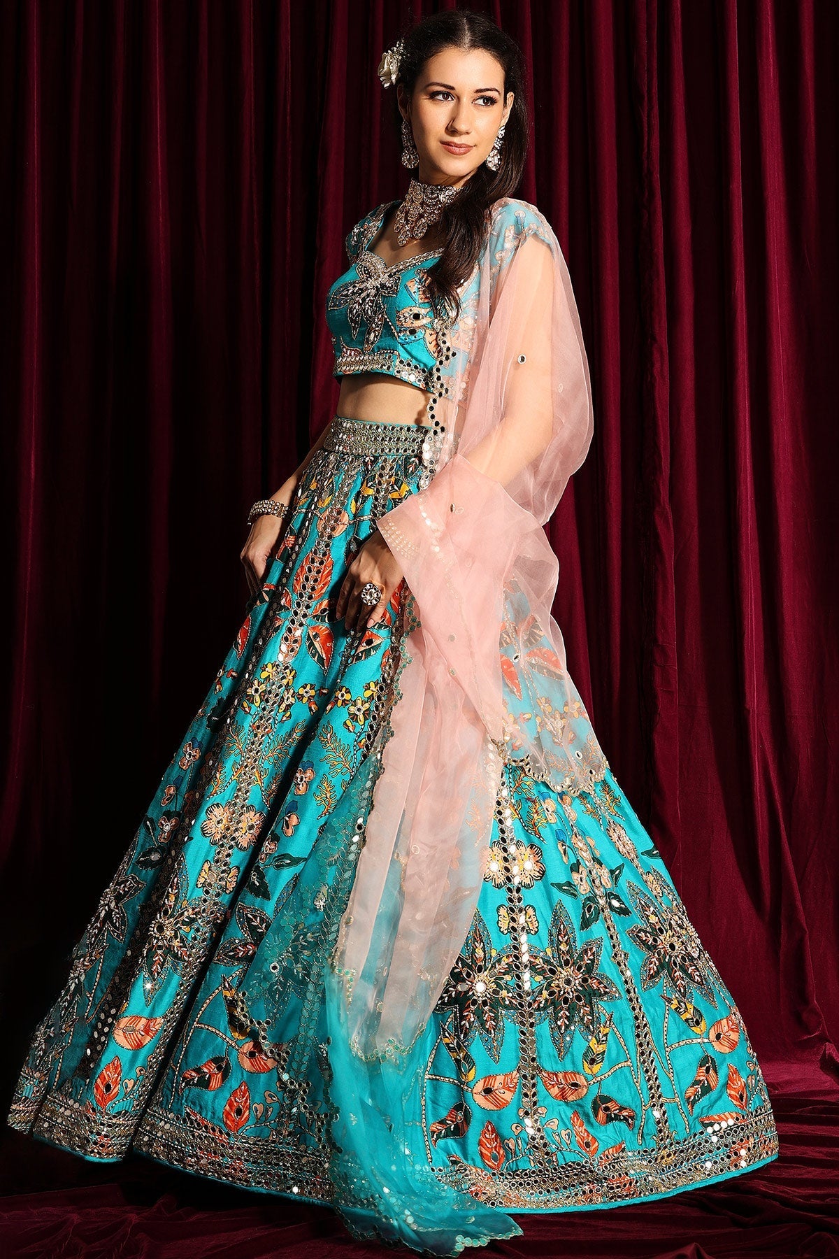 Turquoise Shalimar Lehenga