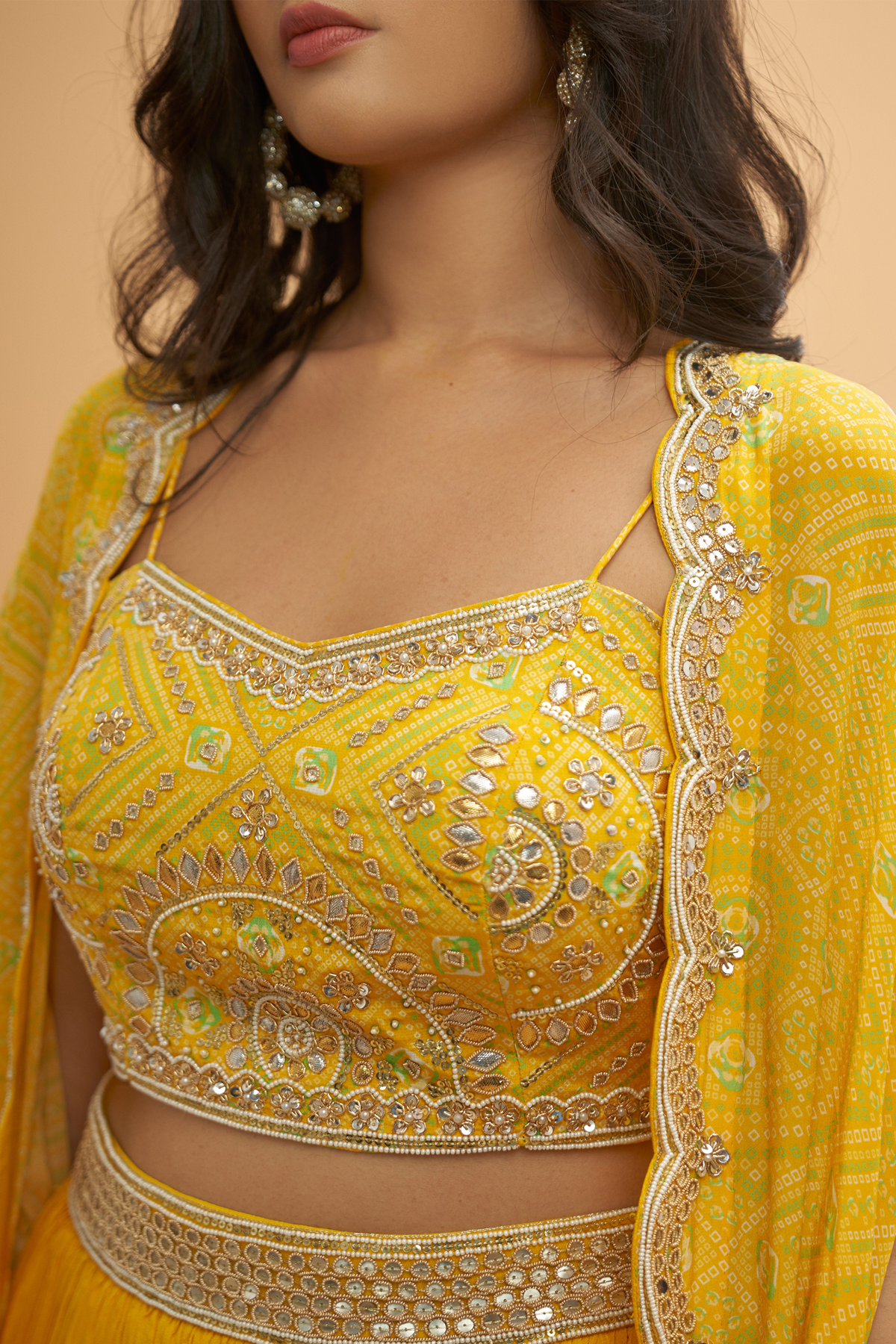 Bandhni Cape Lehenga