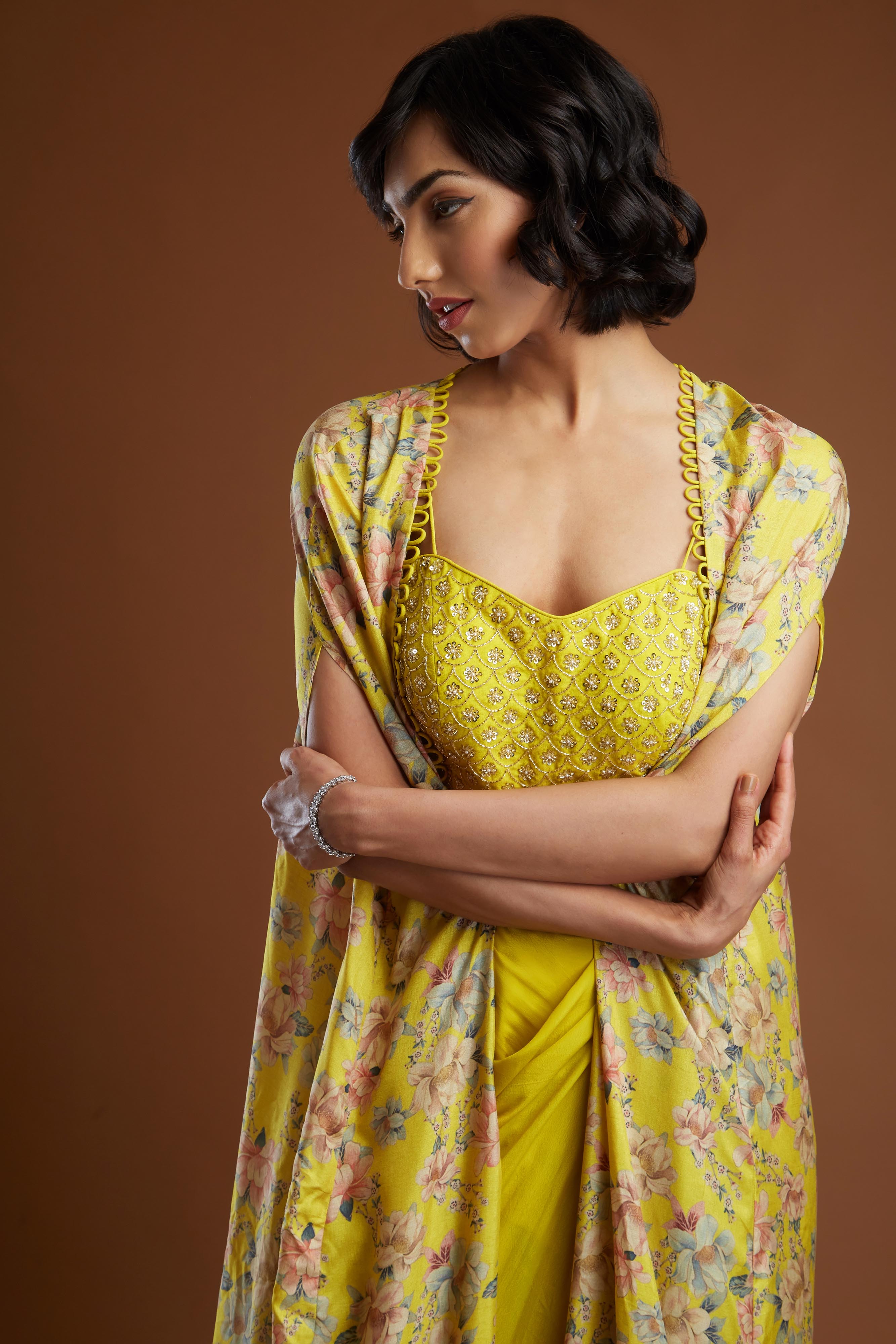 Yellow Drape Skirt Set