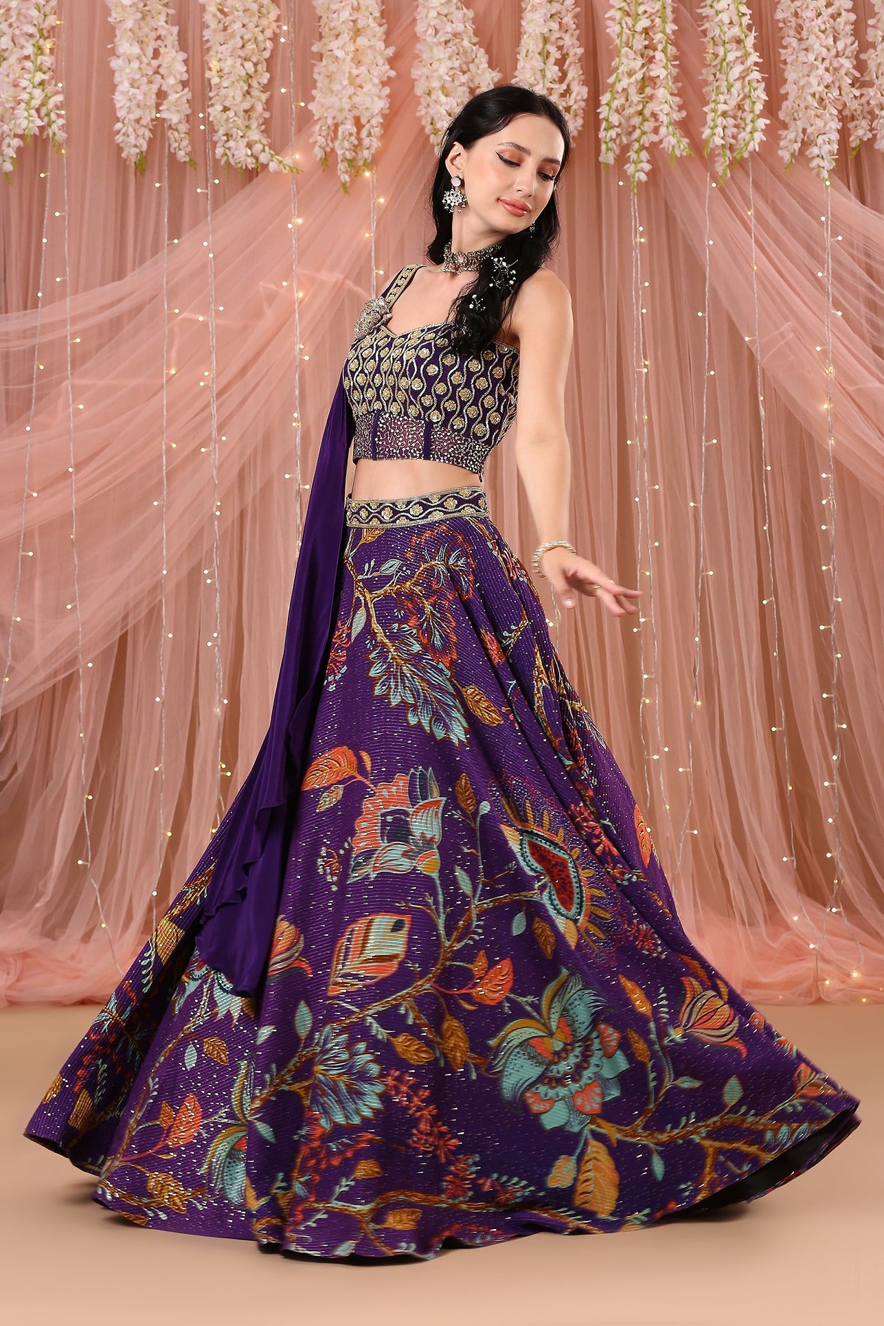 Purple Corset Lehenga