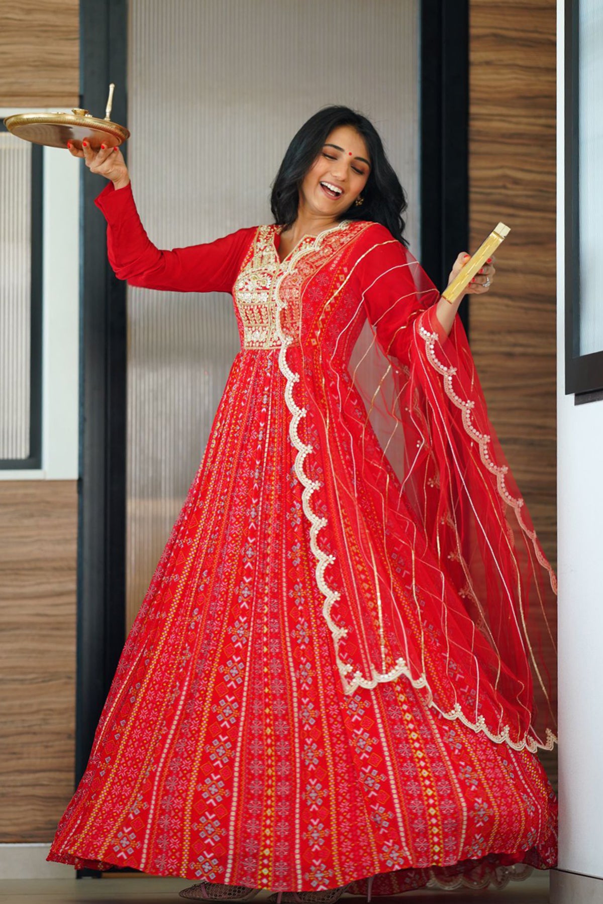 Scarlet Yoke Patola Anarkali