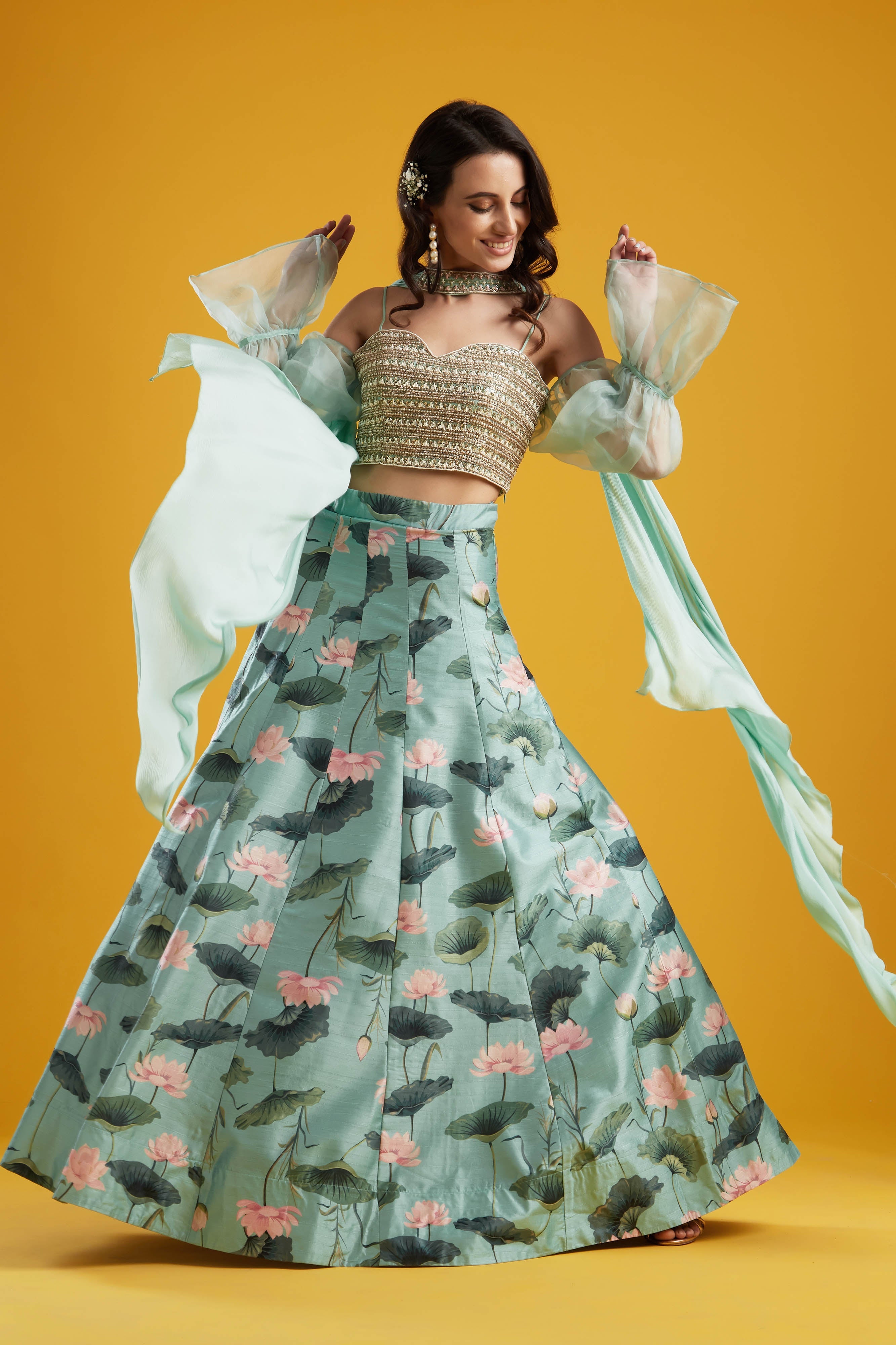 Aqua Jasmine Lehenga
