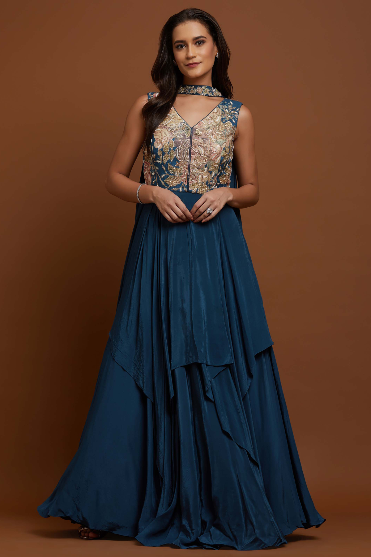 Navy Handkerchief Hem Anarkali