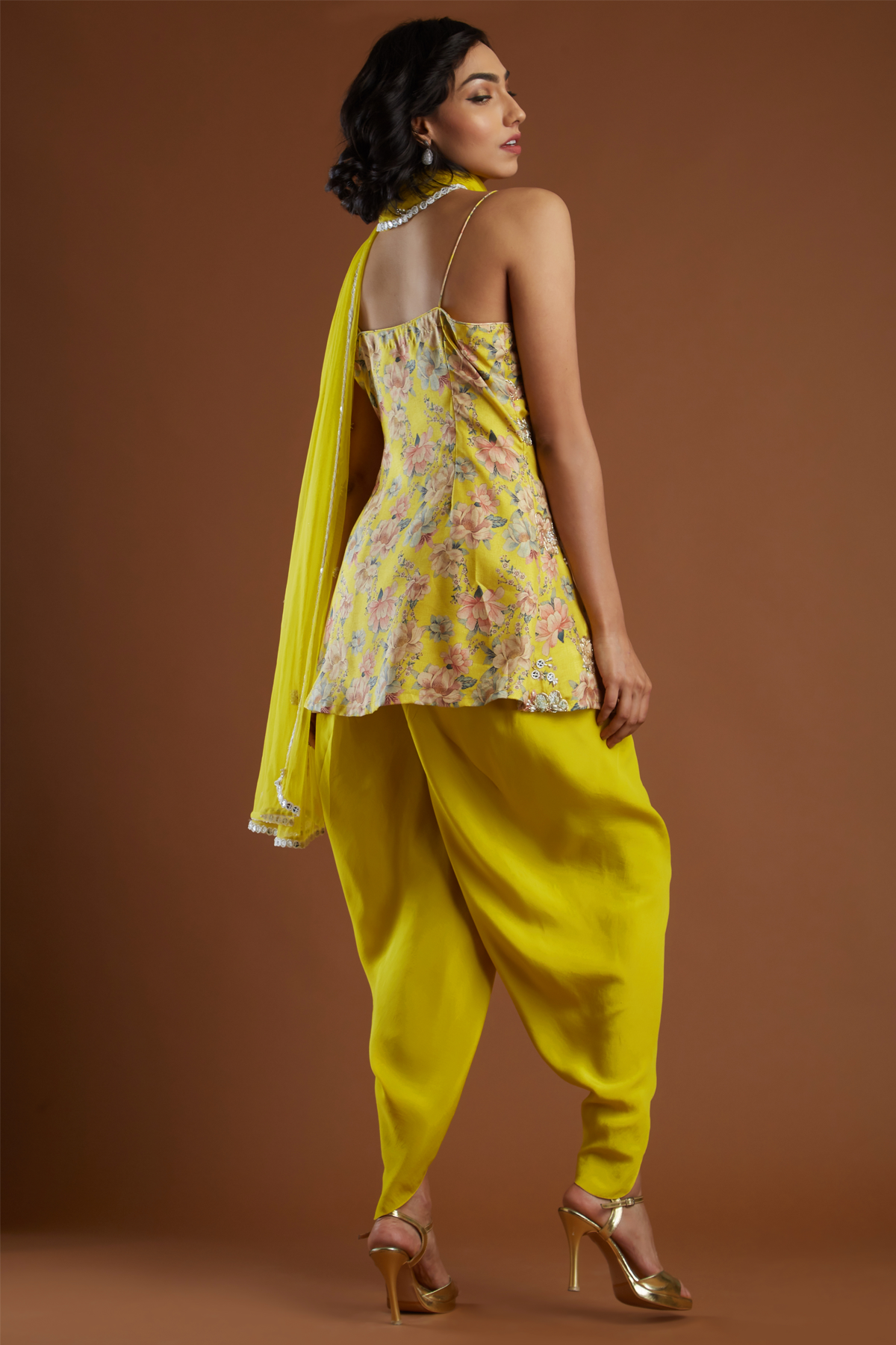 Yellow Tulip Dhoti Set