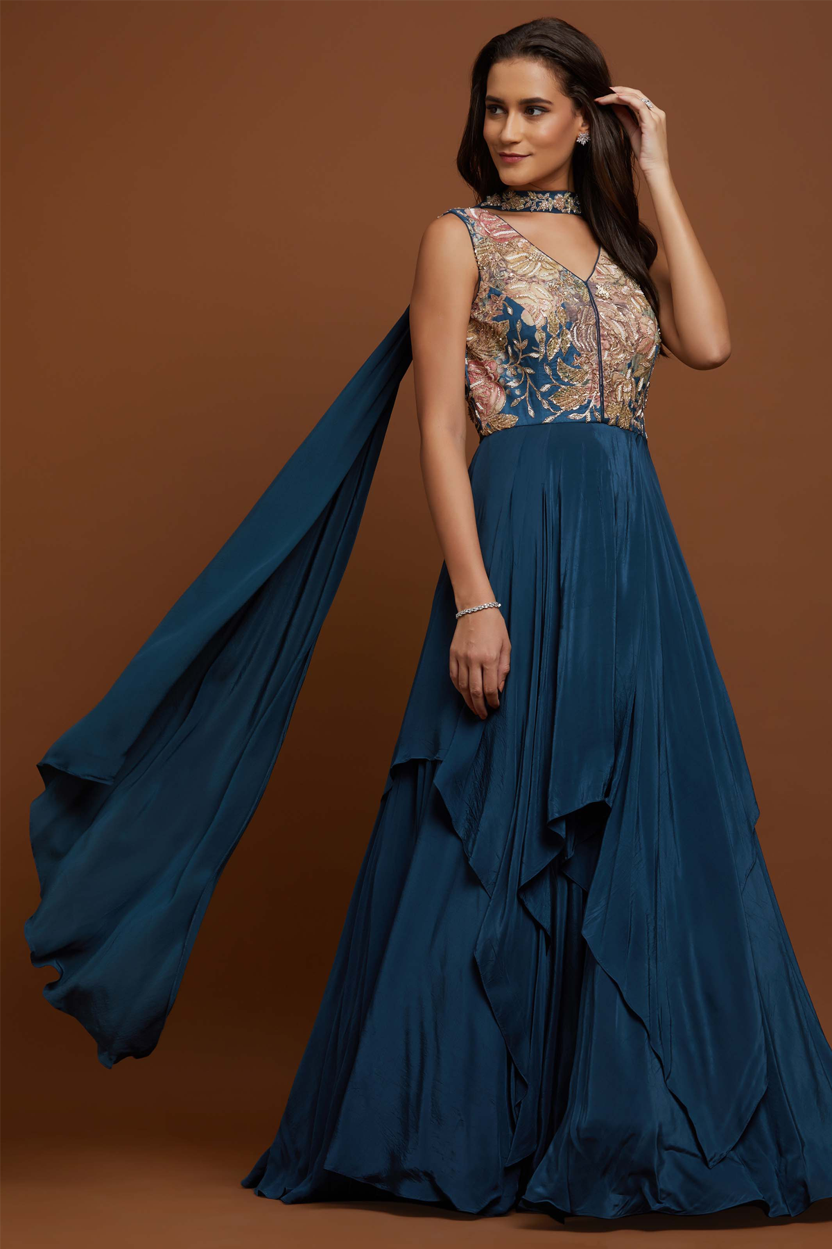 Navy Handkerchief Hem Anarkali