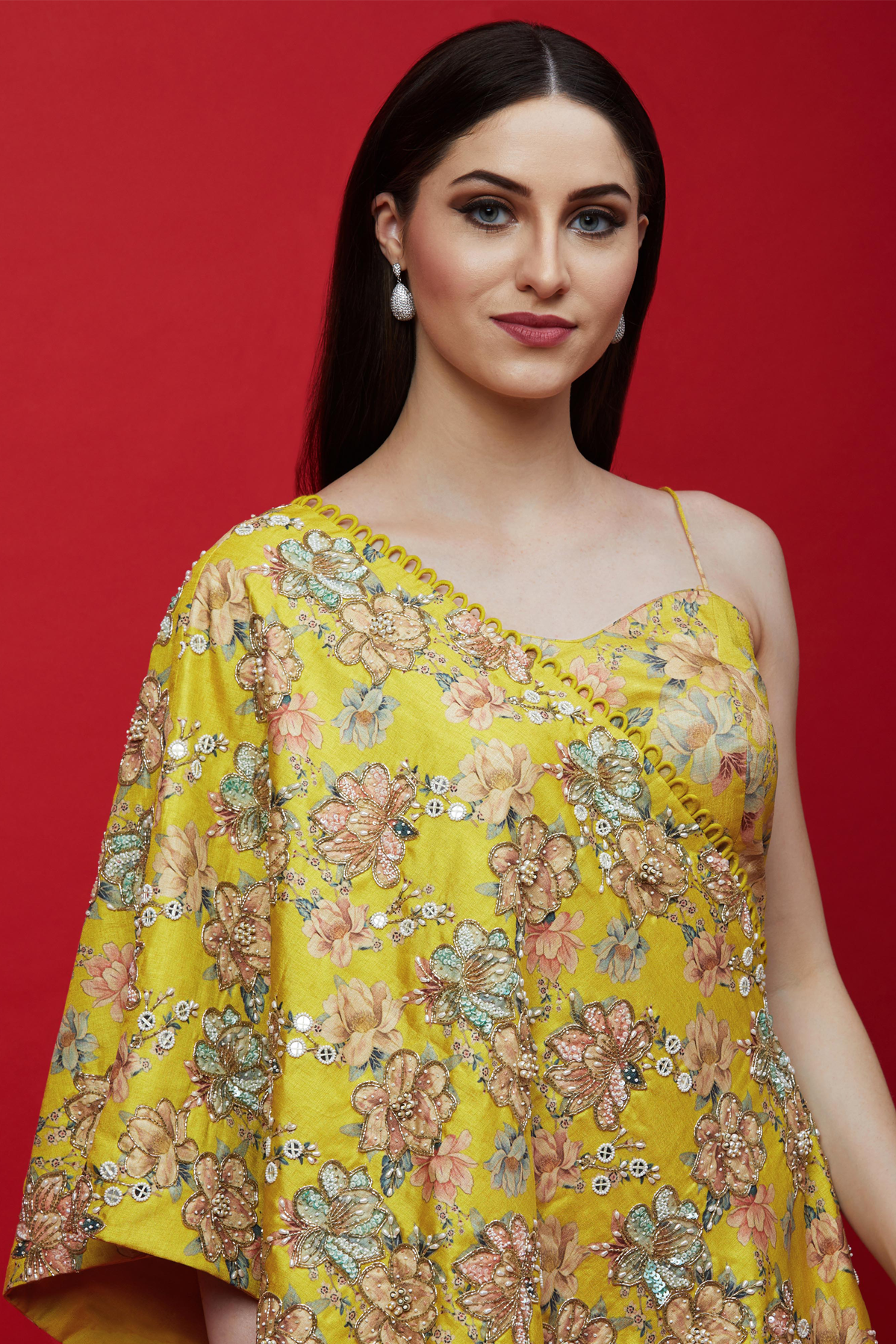 Yellow Cape Pallazo Set