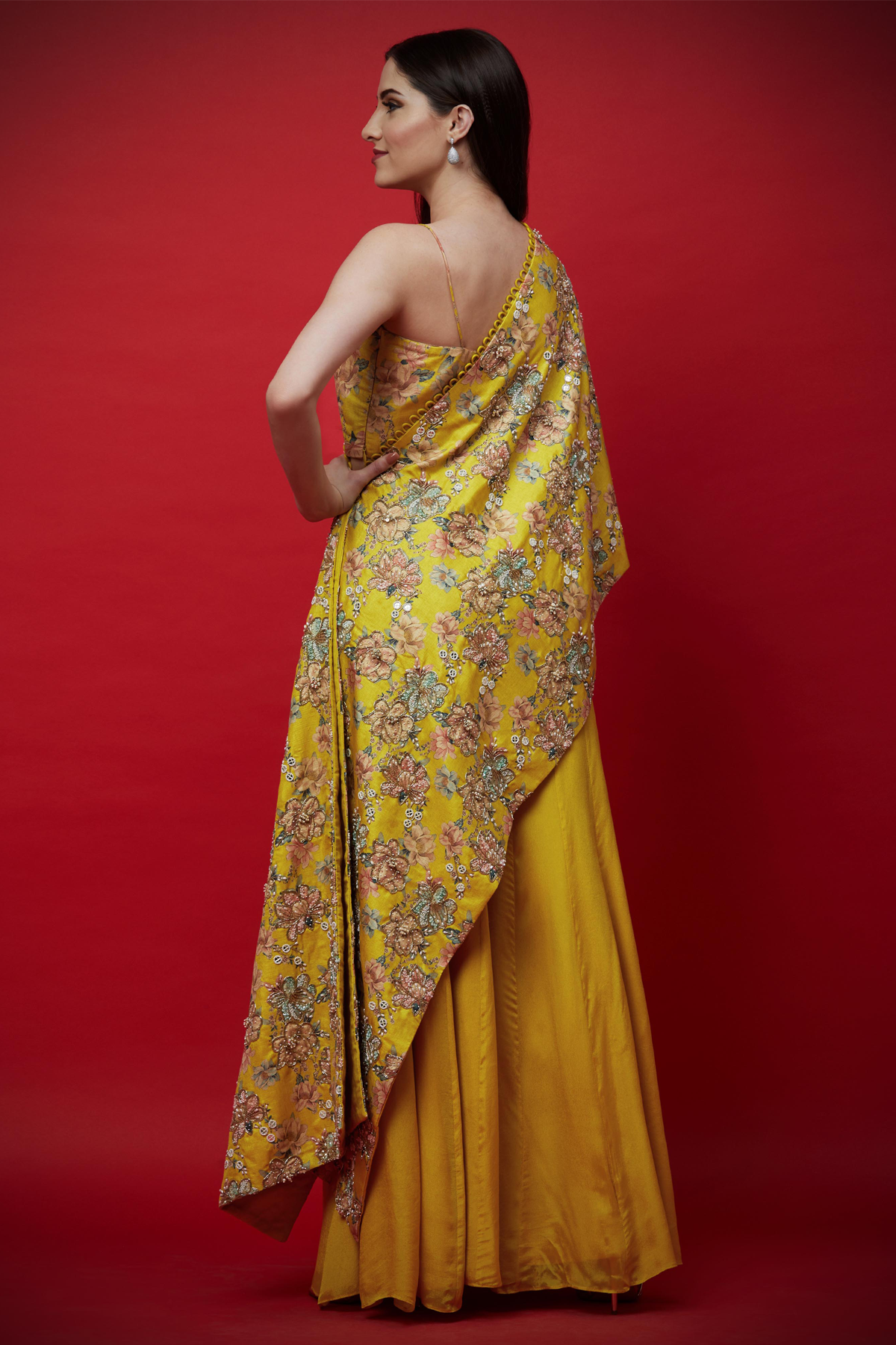Yellow Cape Pallazo Set