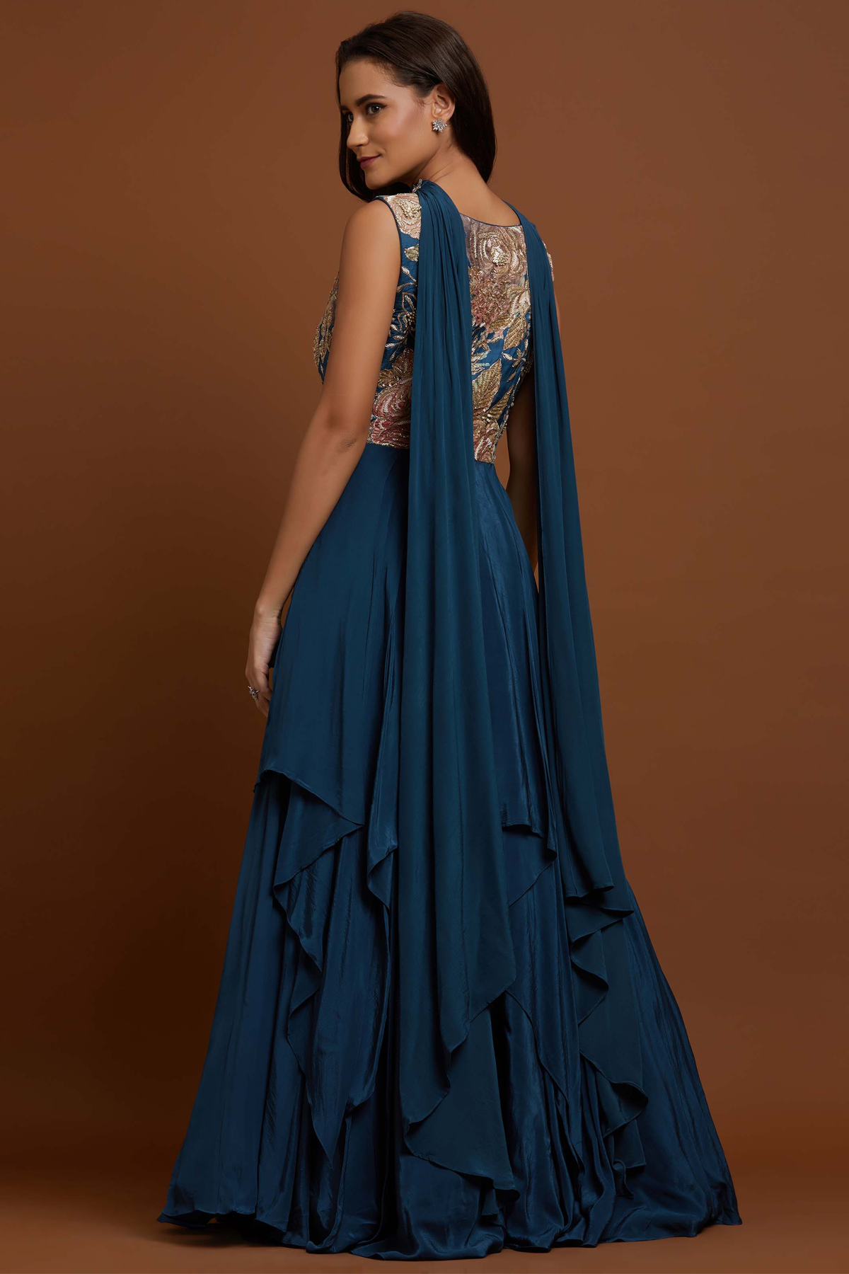 Navy Handkerchief Hem Anarkali