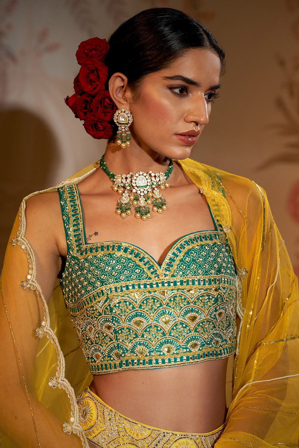 Teal Blouse Lehenga