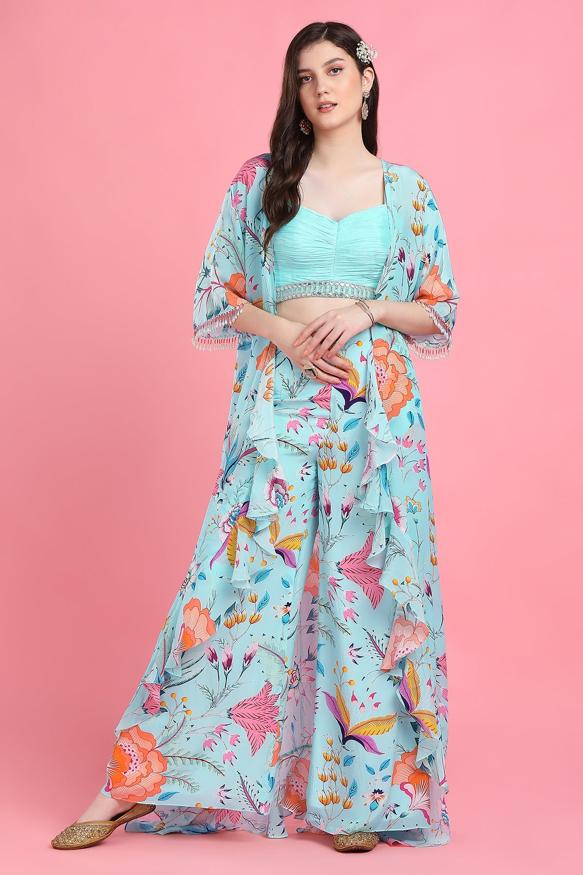 Aqua Cape Pallazo Set