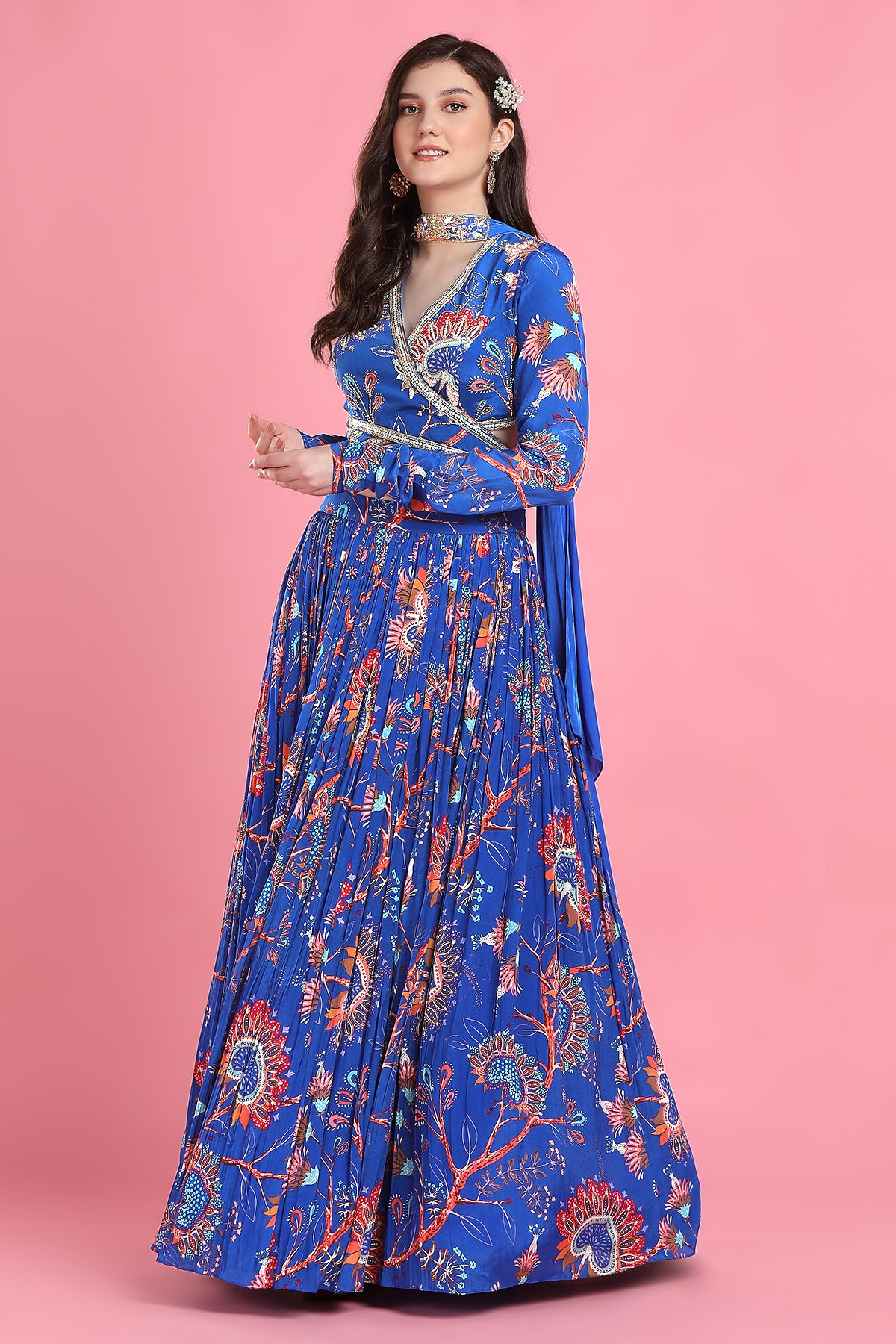 Blue Overlap Lehenga