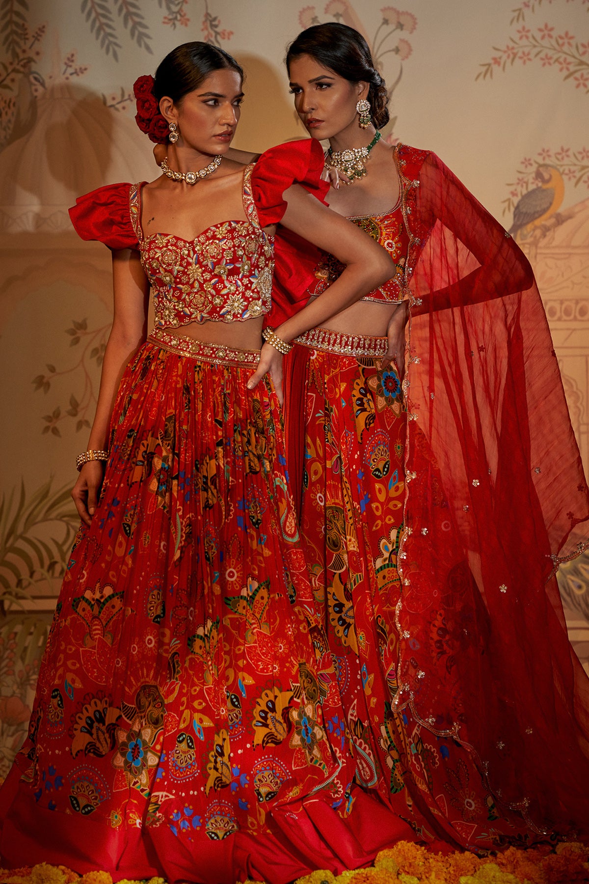 Scarlet Frill Blouse Lehenga
