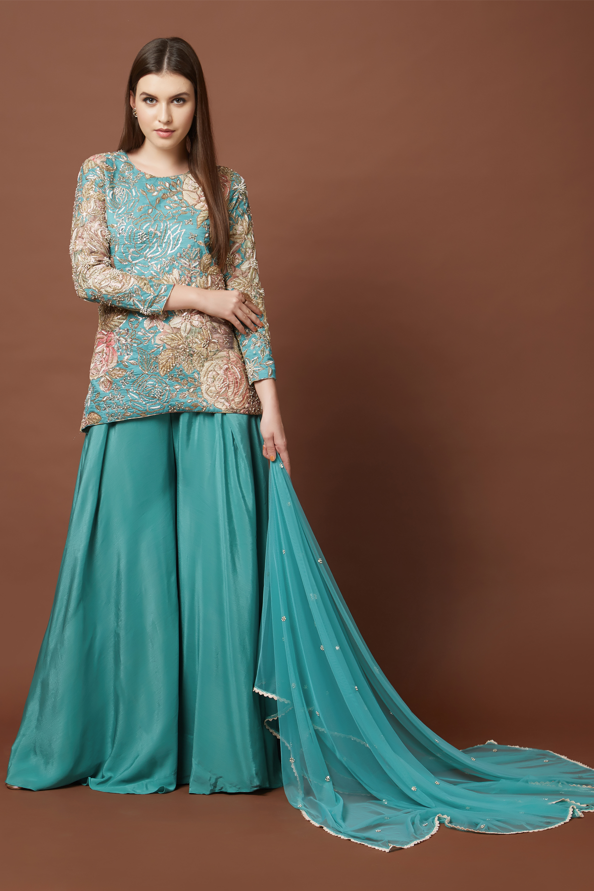 Aqua Palazzo Tunic Set
