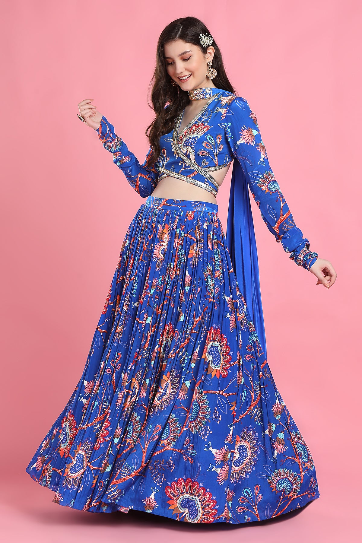 Blue Overlap Lehenga