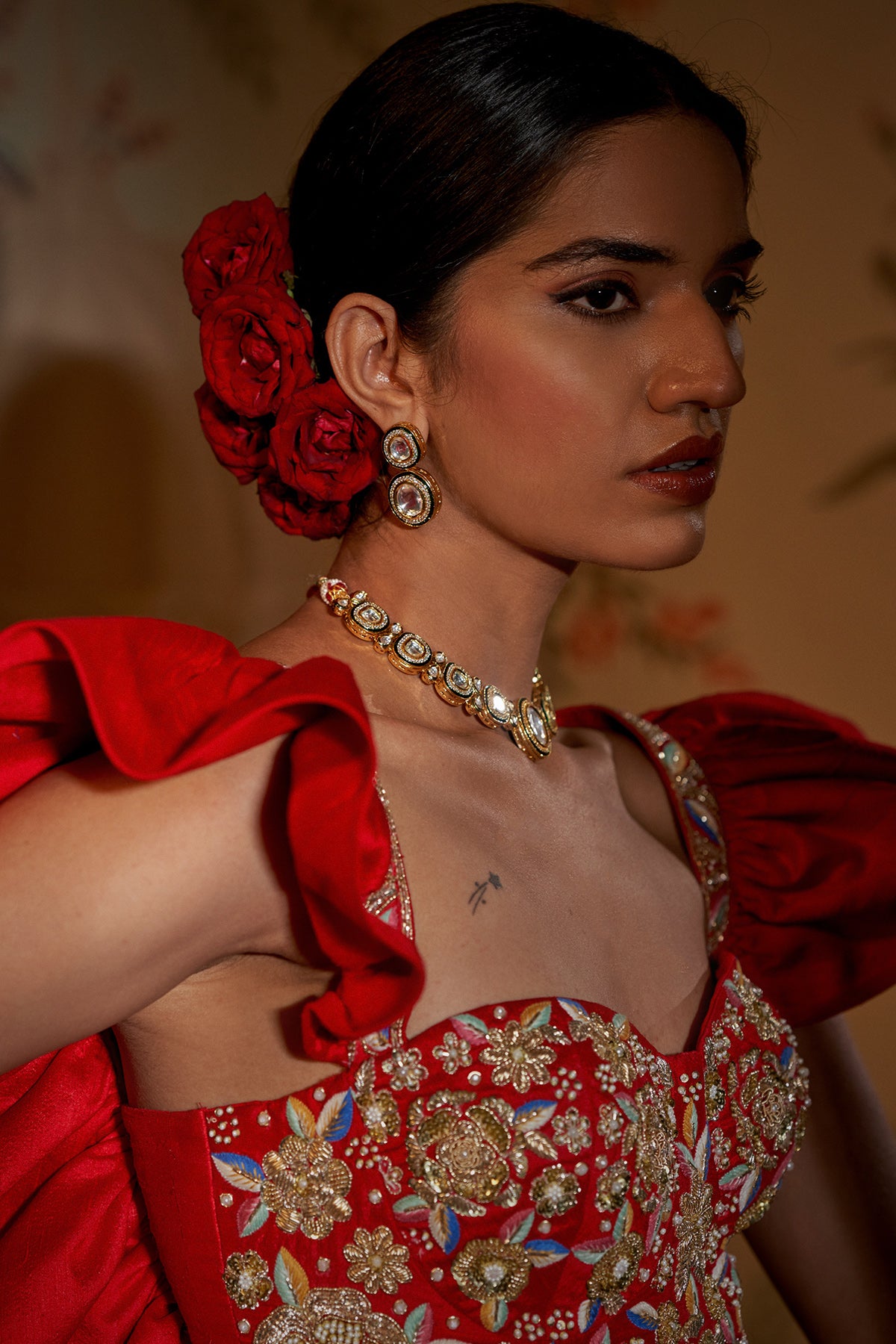 Scarlet Frill Blouse Lehenga