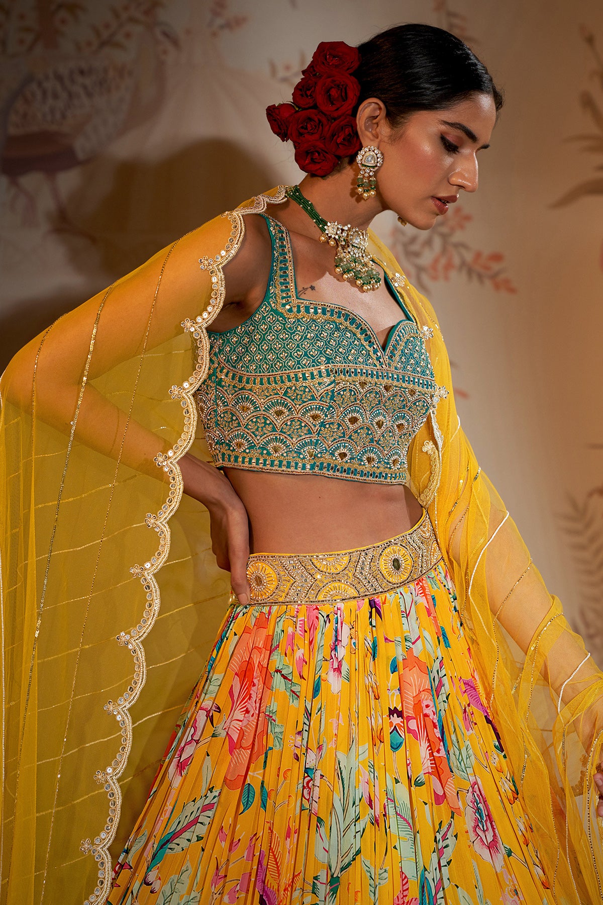 Teal Blouse Lehenga
