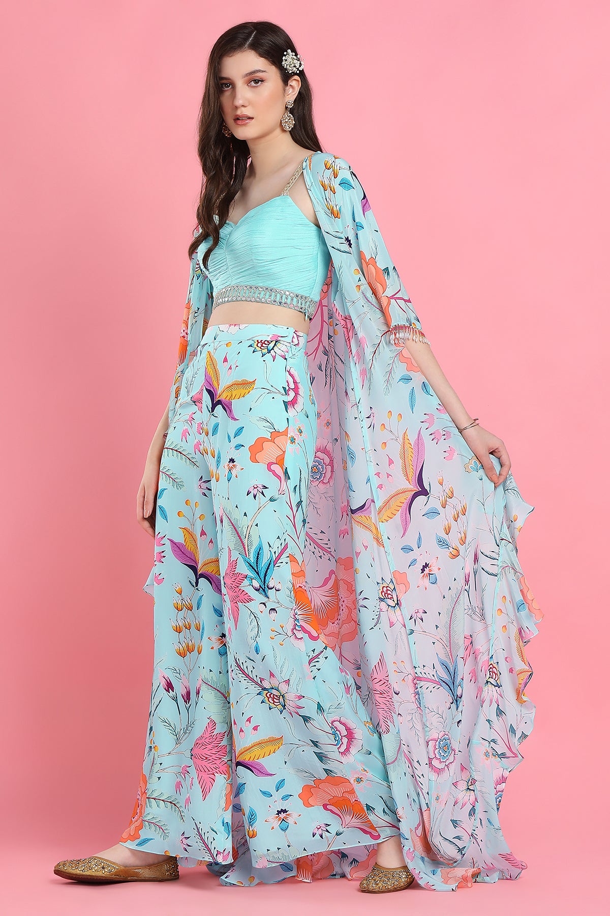Aqua Cape Pallazo Set
