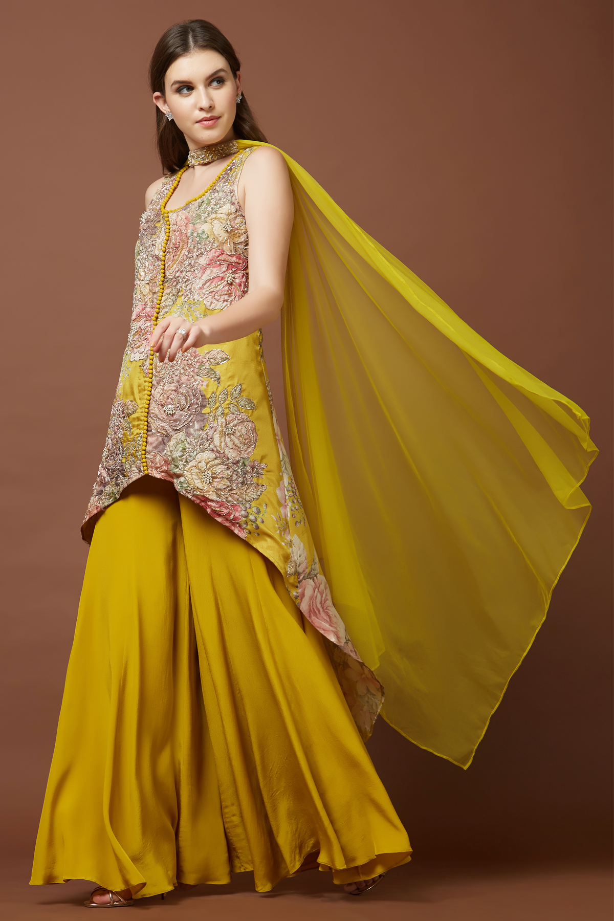 Yellow Palazzo Tunic Set