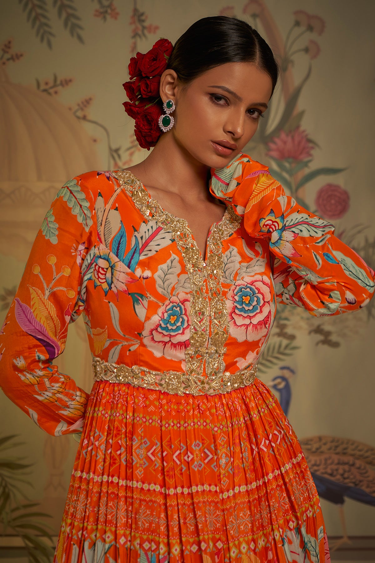 Tangerine Anarkali Lehenga