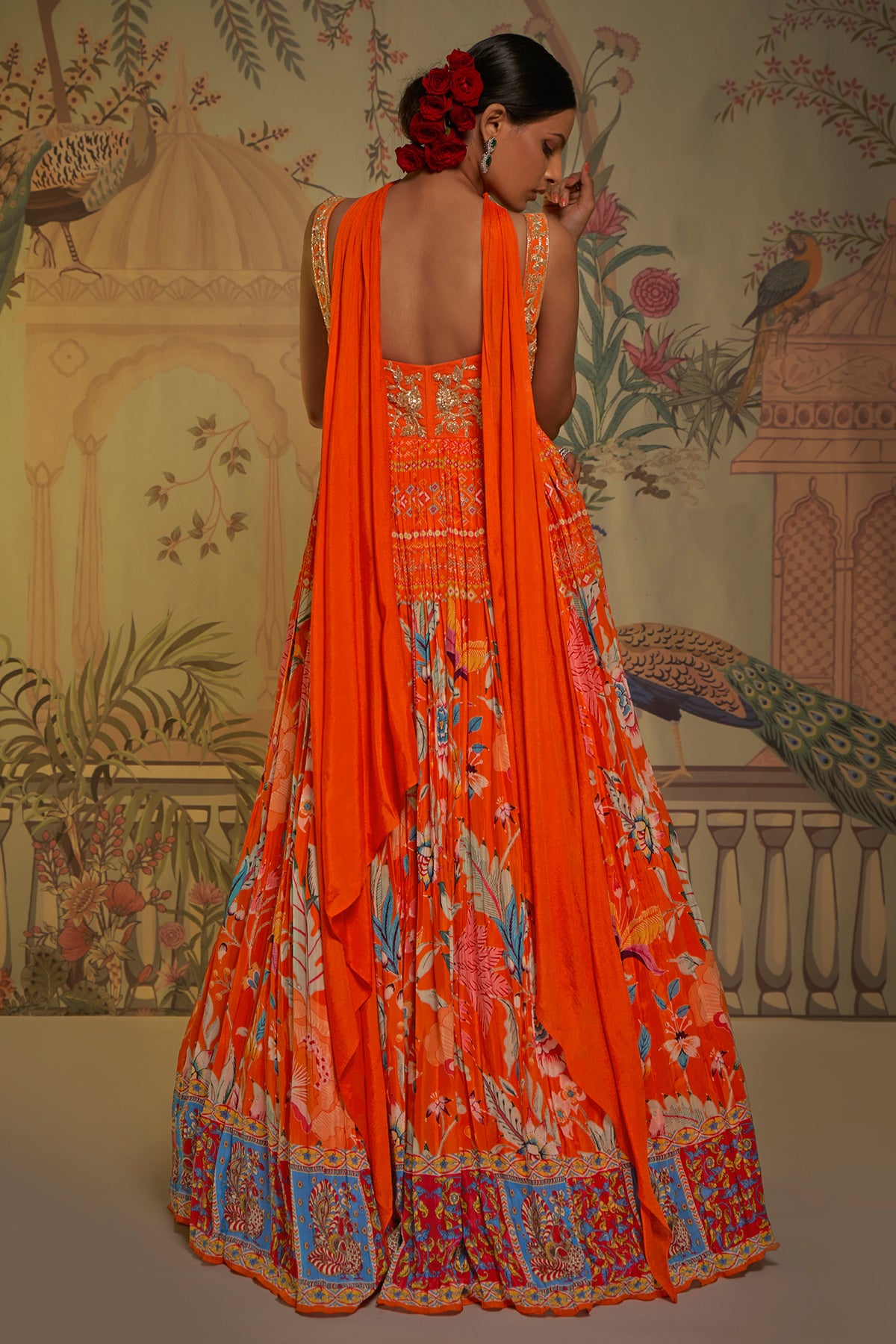 Tangerine Corset Anarkali