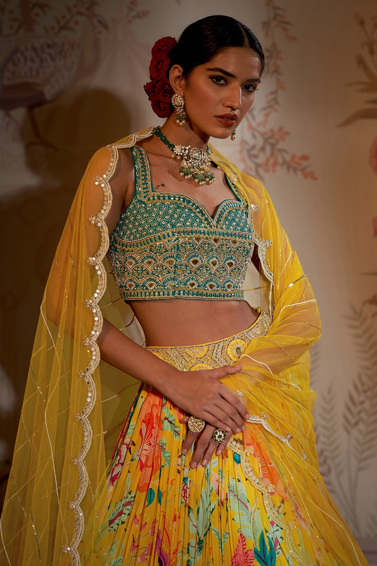 Teal Blouse Lehenga