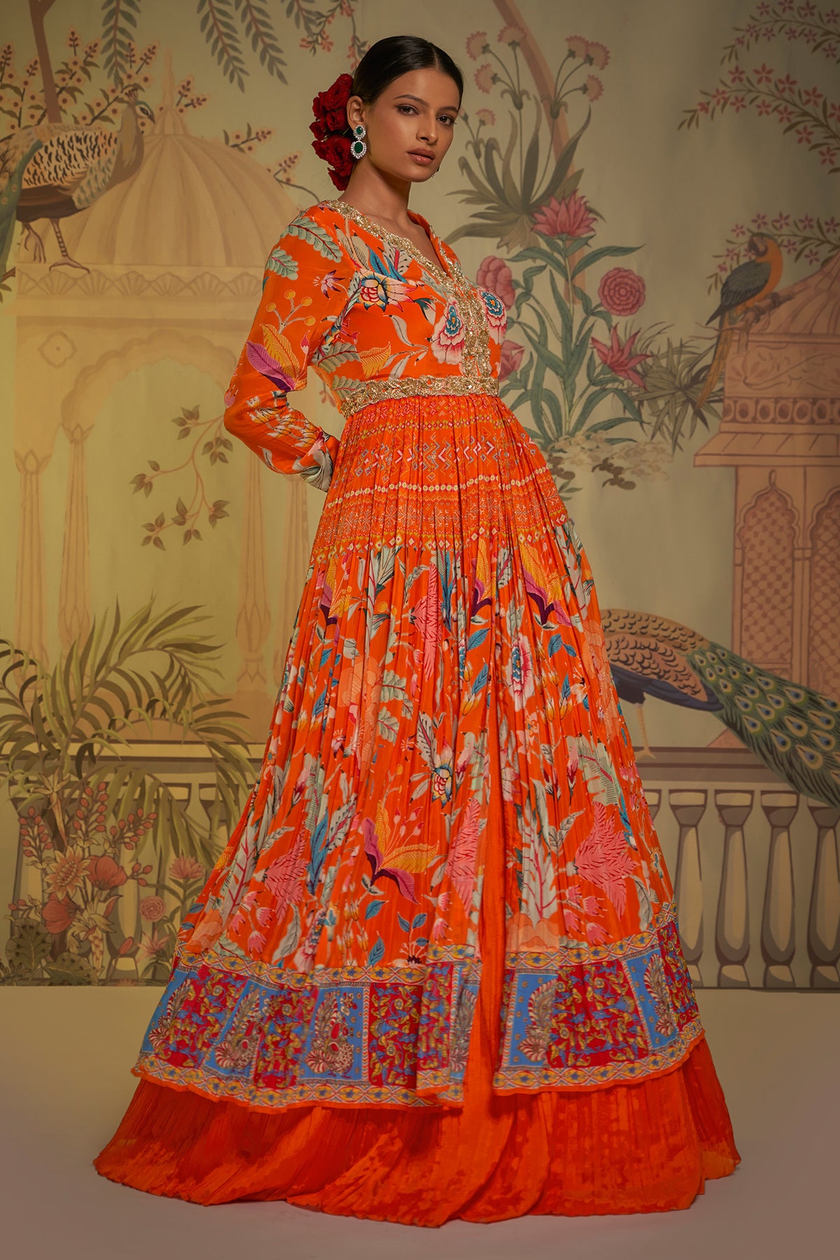 Tangerine Anarkali Lehenga