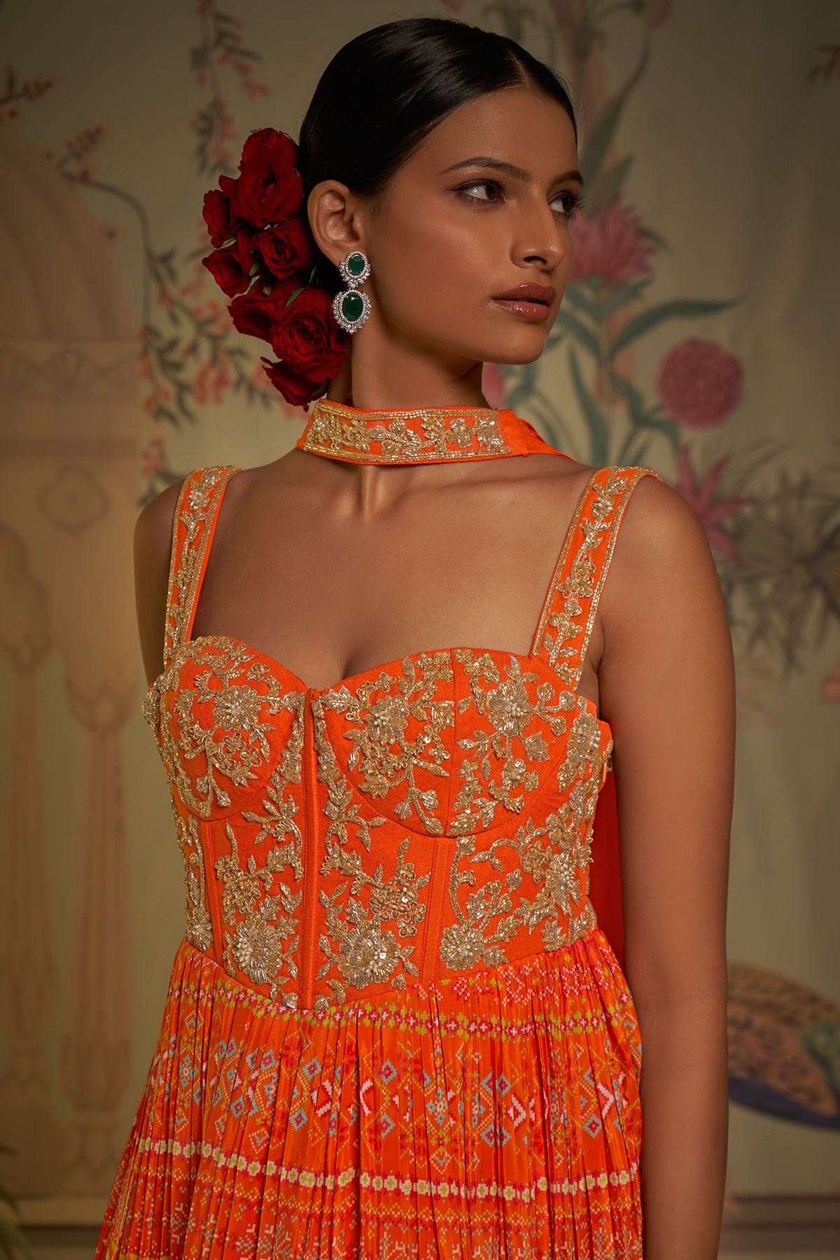 Tangerine Corset Anarkali