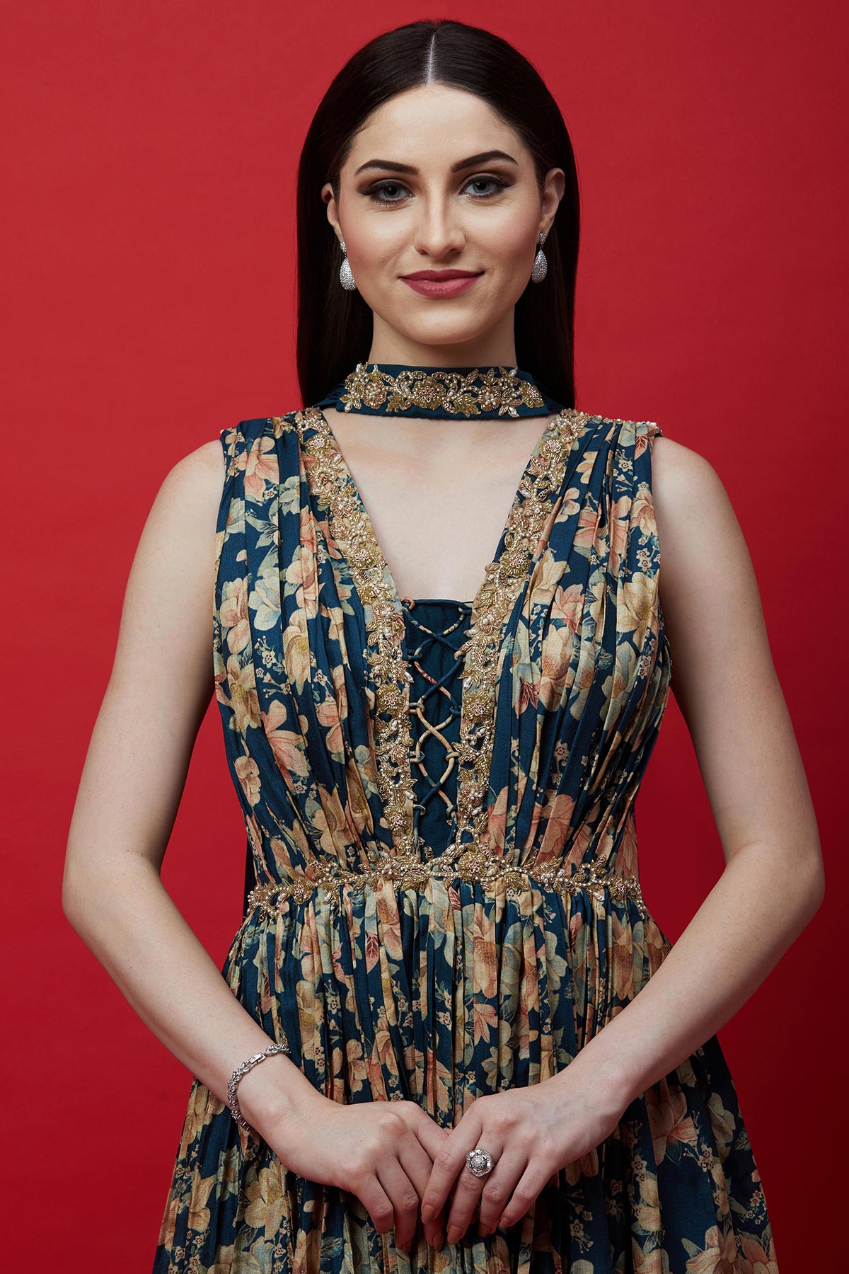 Navy Printed Anarkali