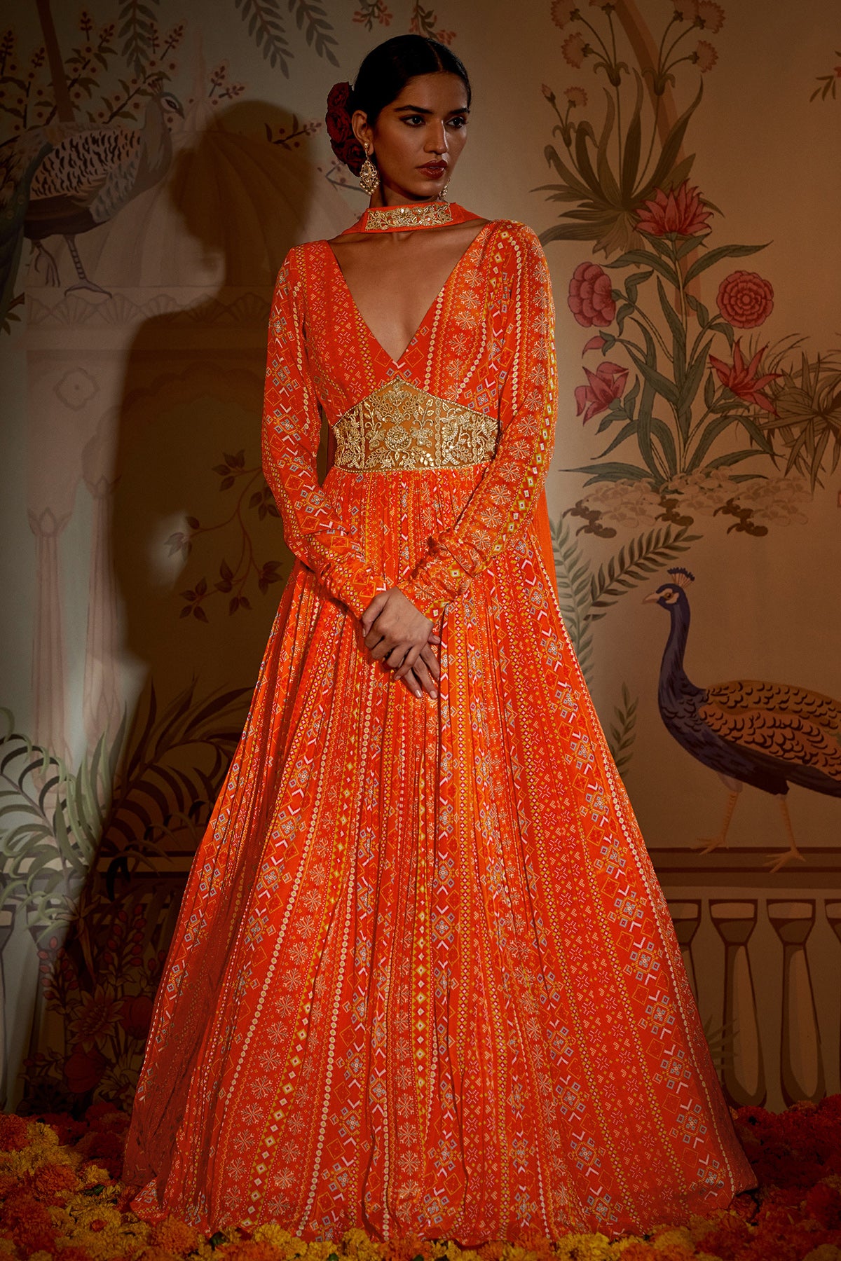 Tangerine Patola Anarkali