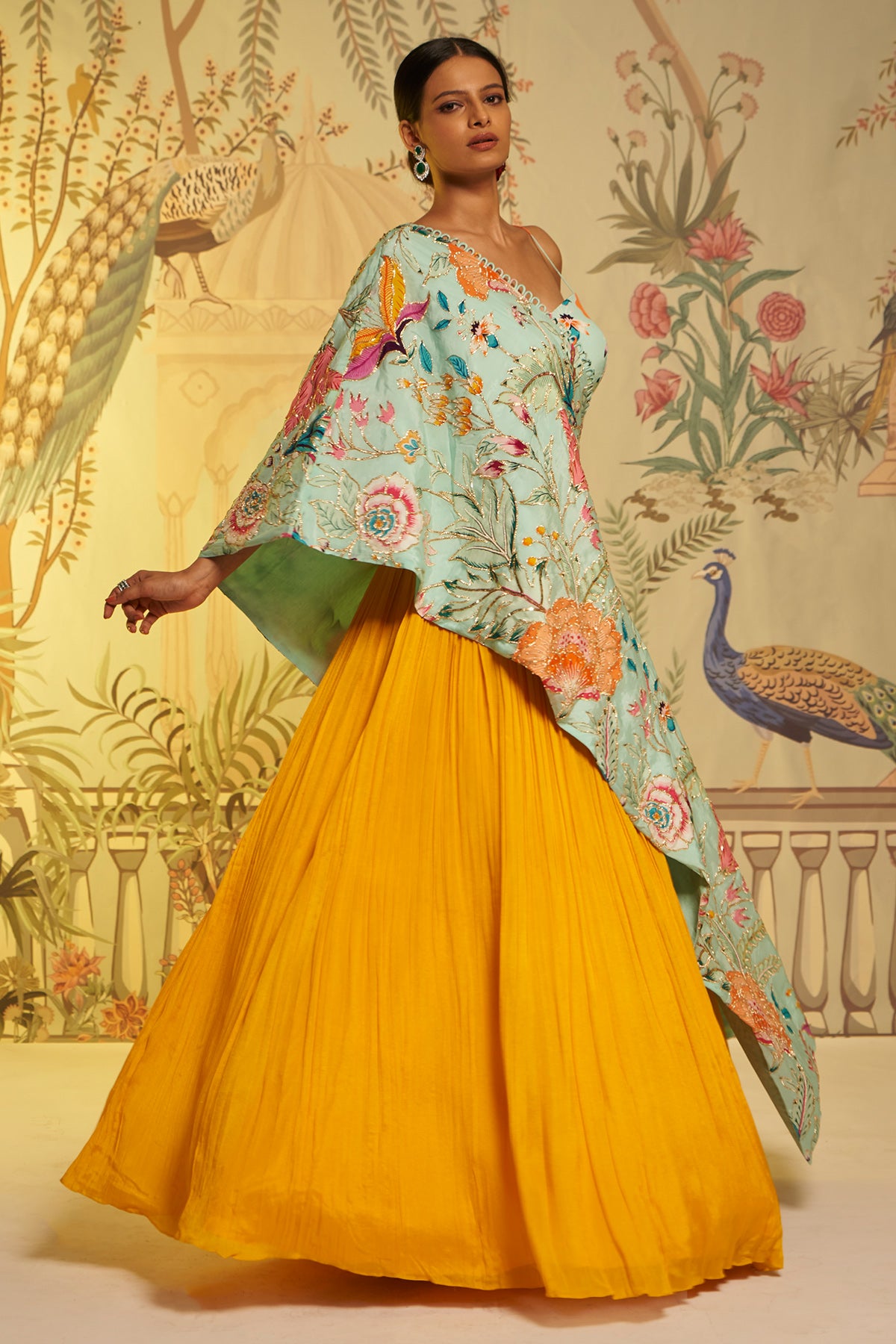 Aqua Cape Lehenga