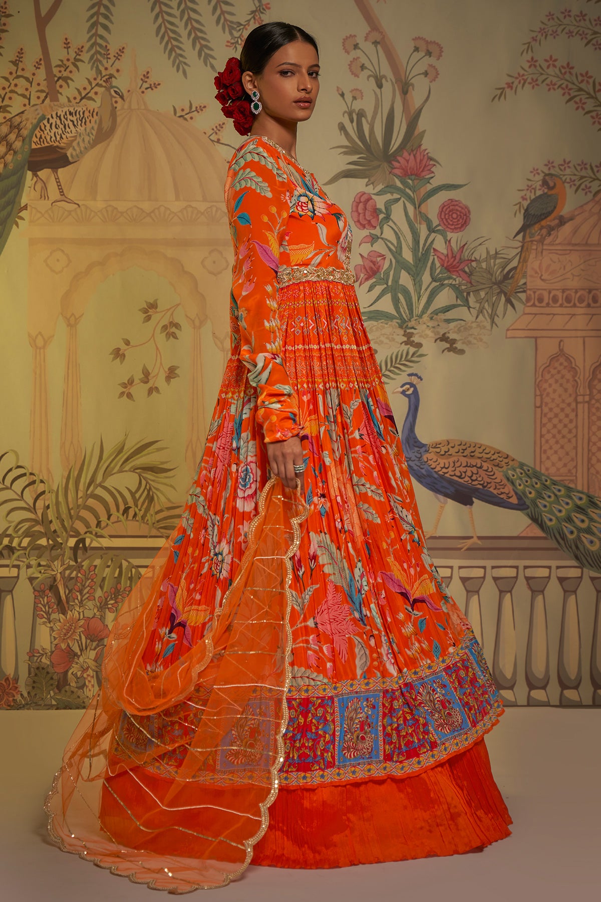Tangerine Anarkali Lehenga