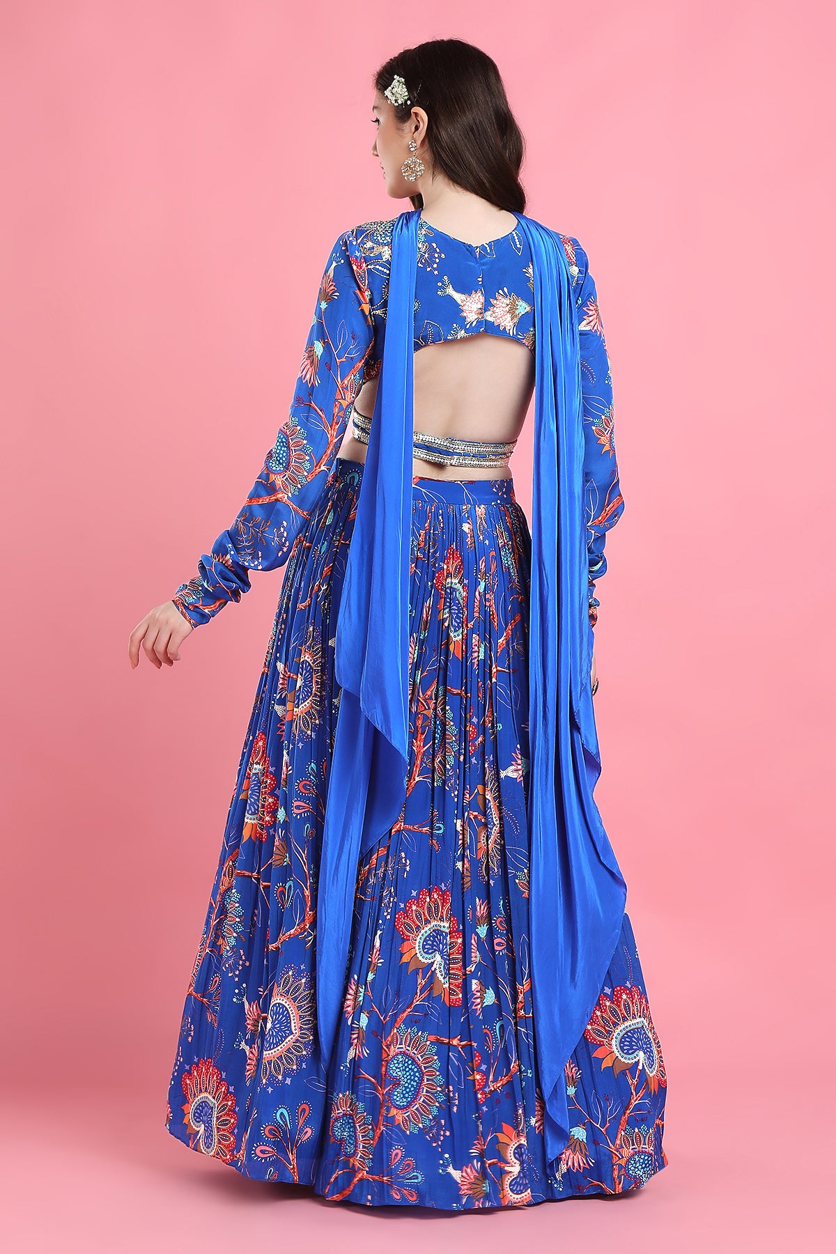 Blue Overlap Lehenga