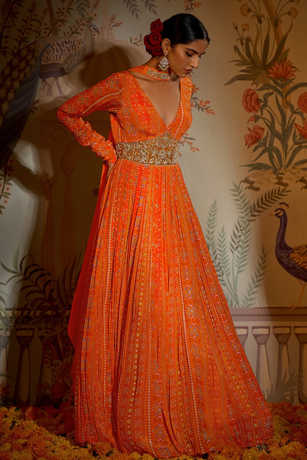 Tangerine Patola Anarkali