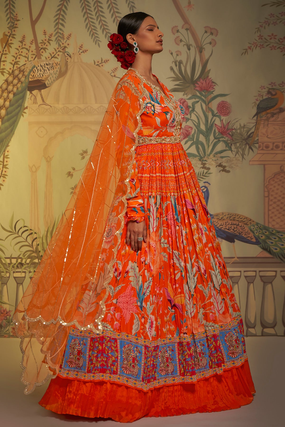 Tangerine Anarkali Lehenga