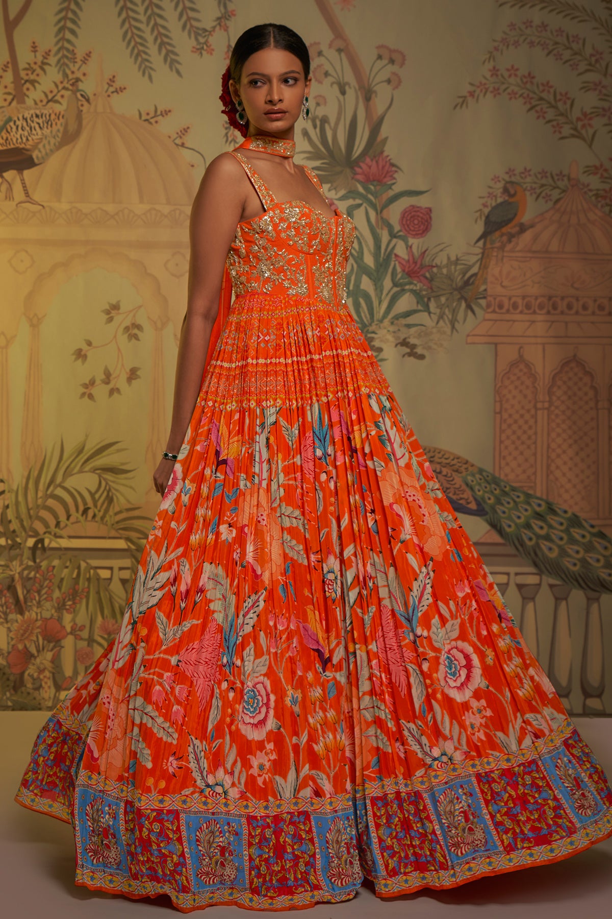 Tangerine Corset Anarkali