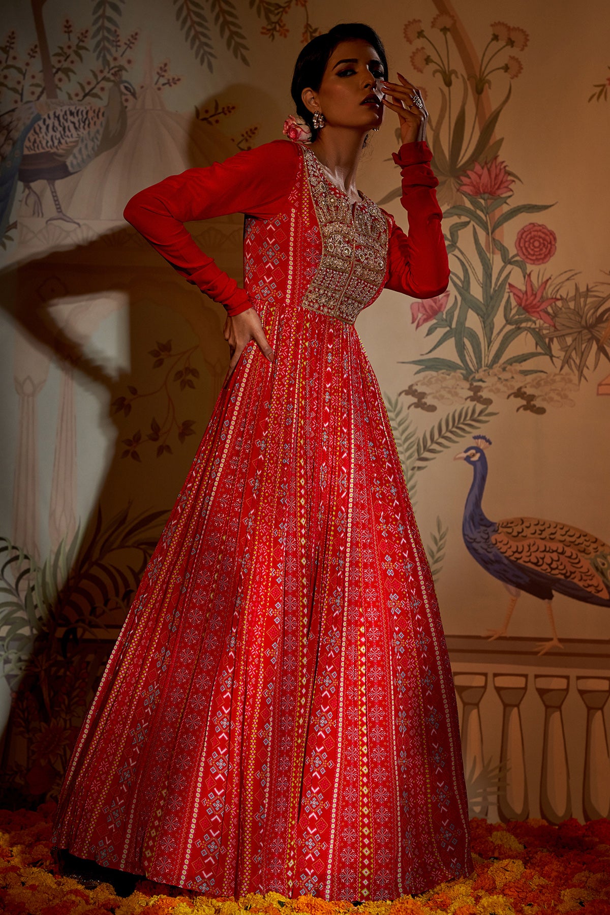 Scarlet Yoke Patola Anarkali