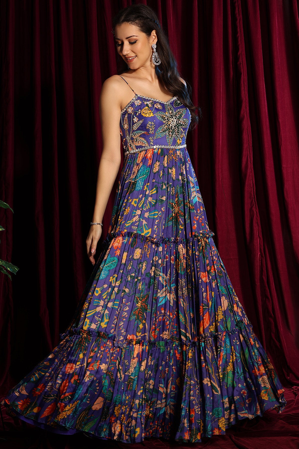 Printed Layered Anarkali Gown Printed Layered Anarkali Gown
