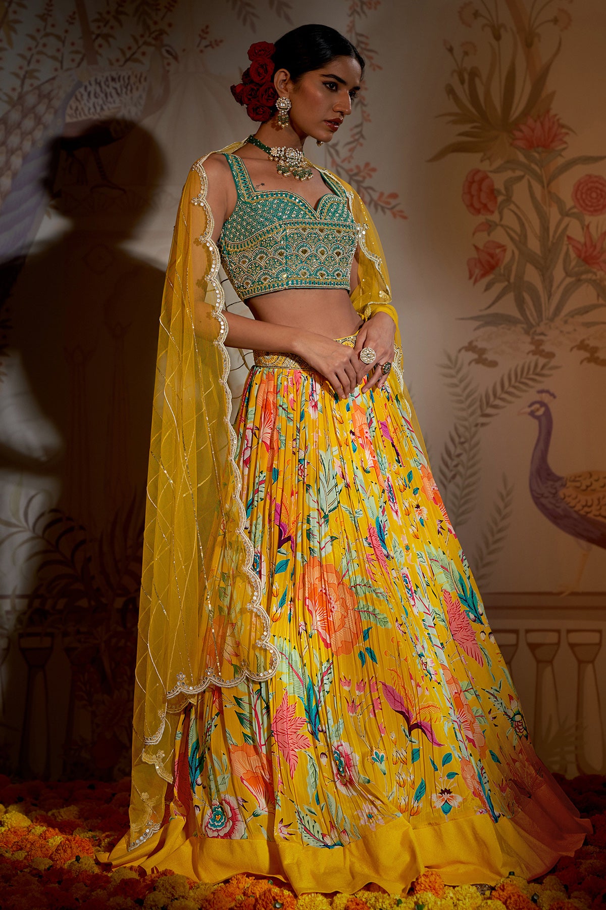 Teal Blouse Lehenga