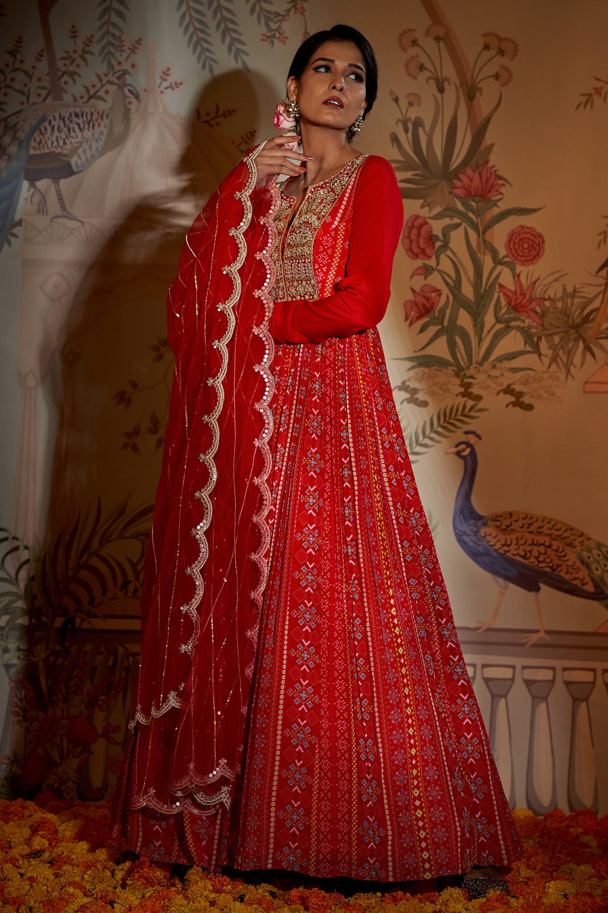 Scarlet Yoke Patola Anarkali