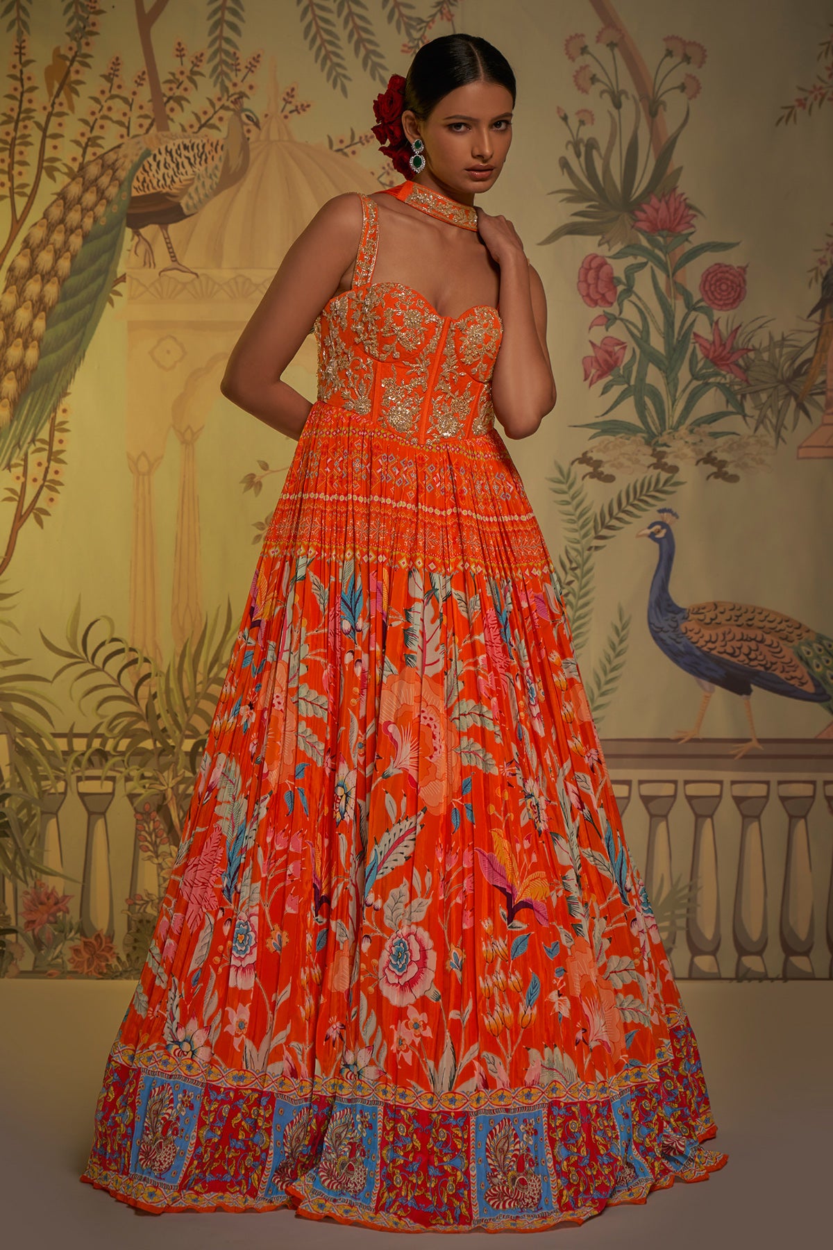 Tangerine Corset Anarkali