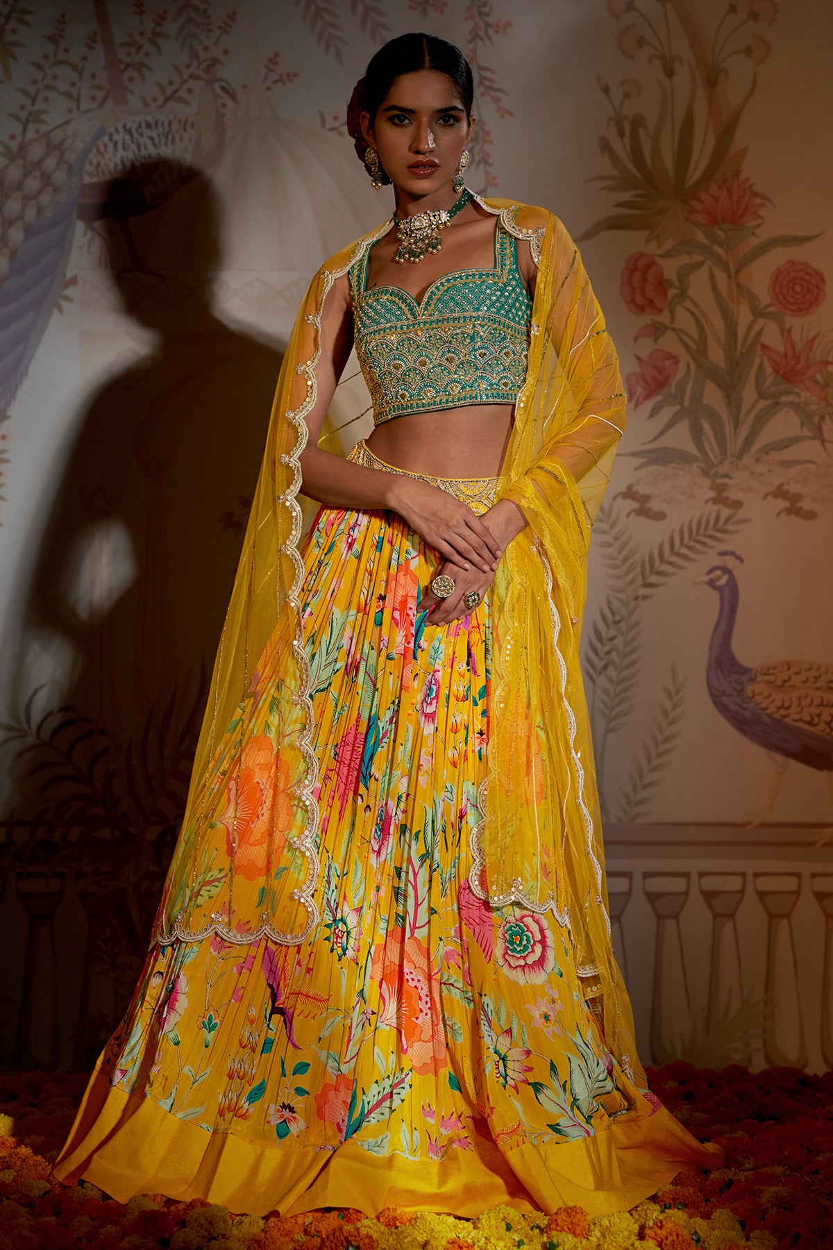 Teal Blouse Lehenga