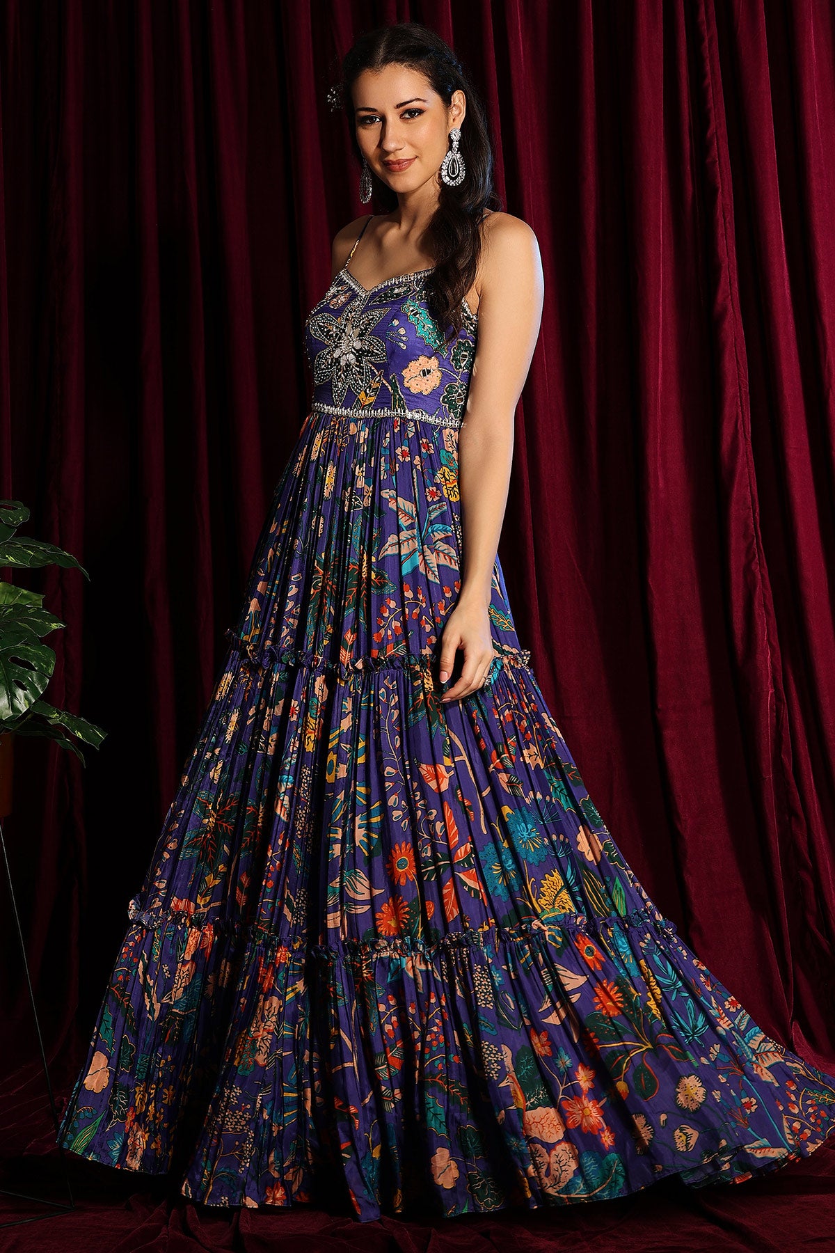 Printed Layered Anarkali Gown