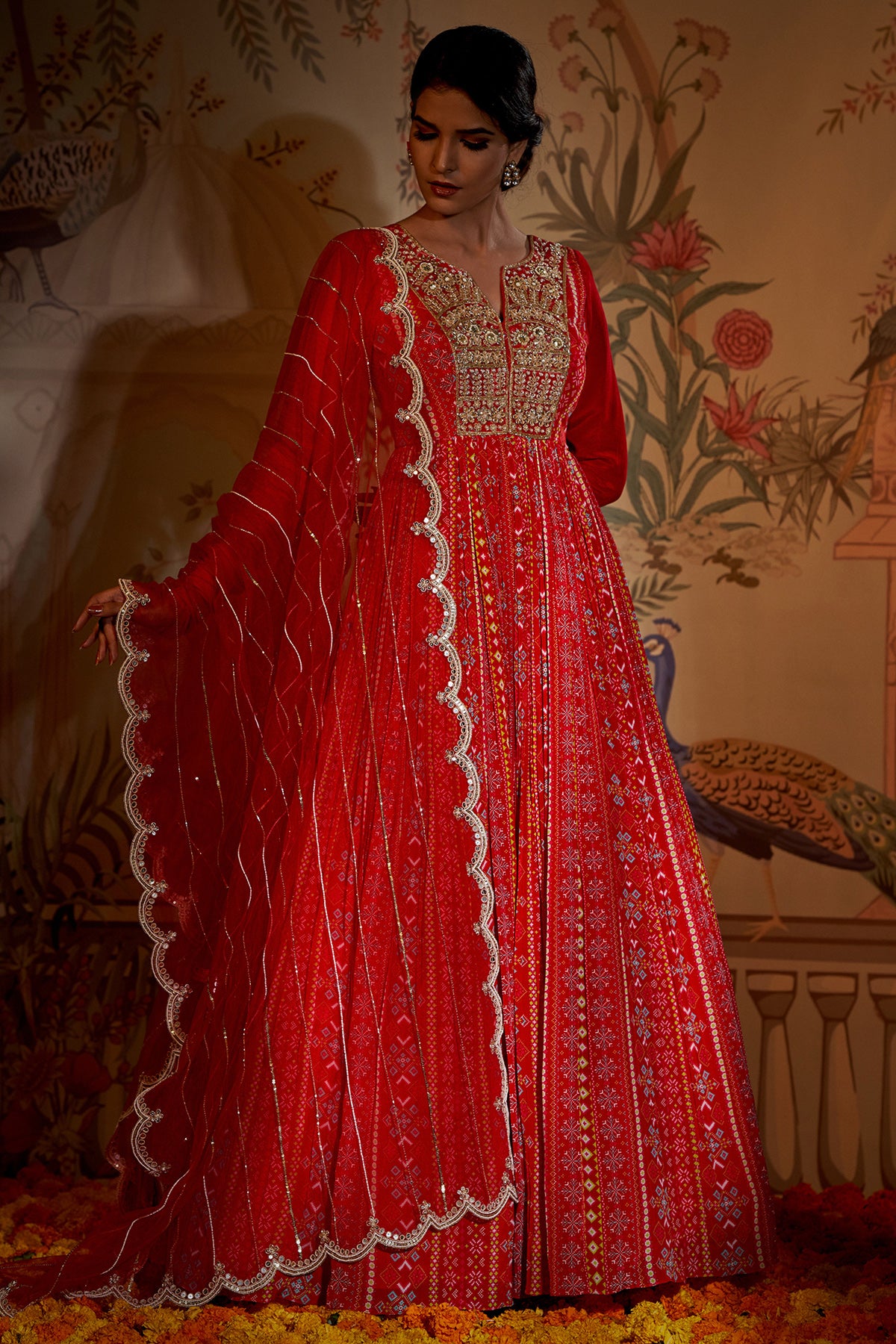 Scarlet Yoke Patola Anarkali