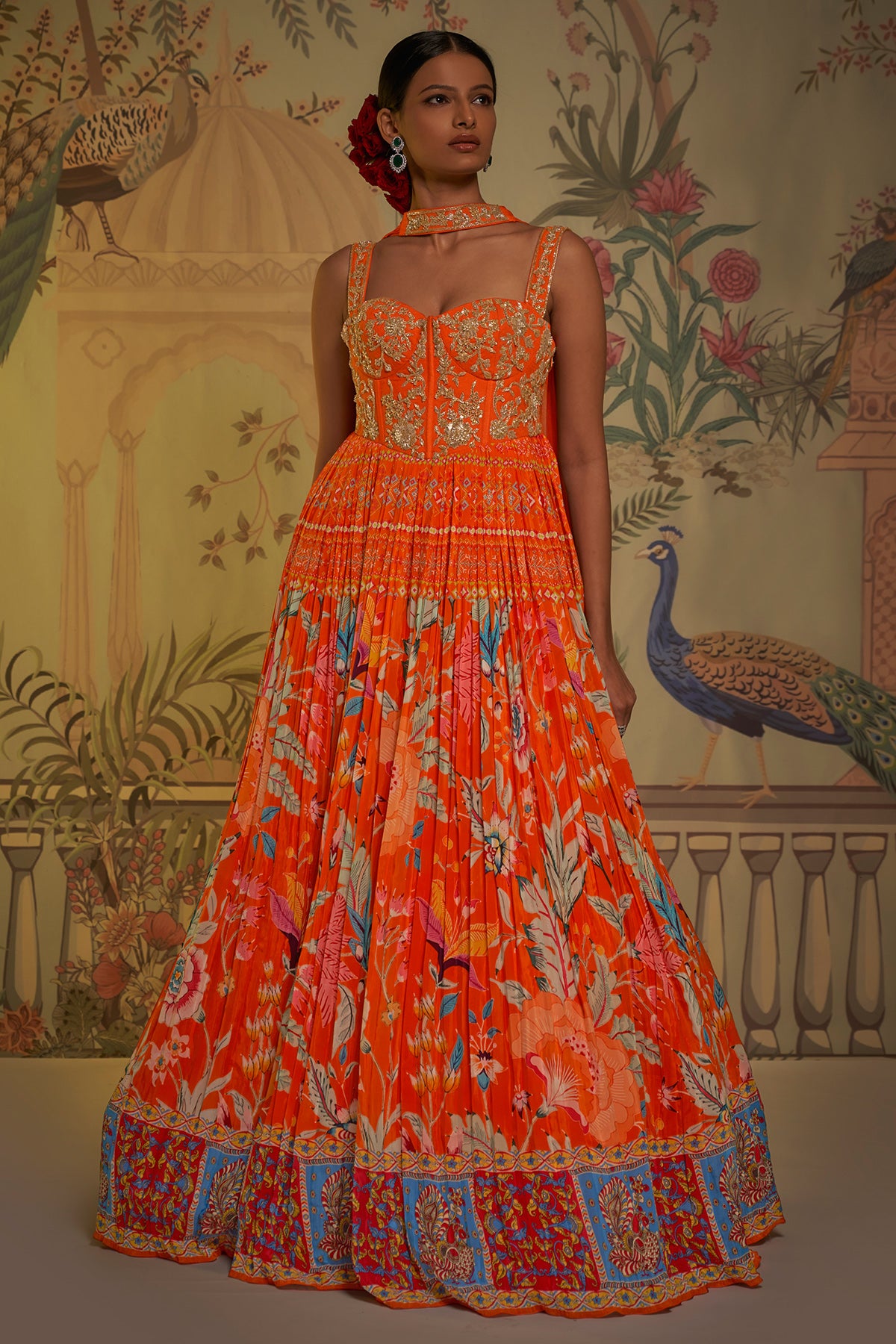 Tangerine Corset Anarkali
