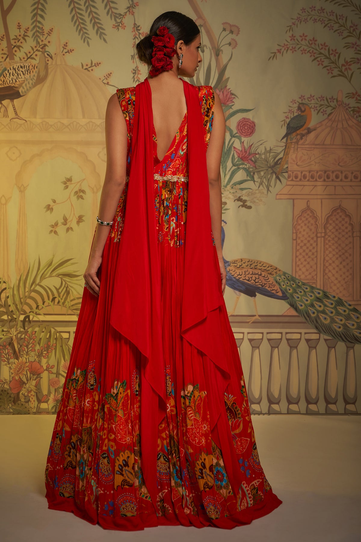 Red Gathered Anarkali
